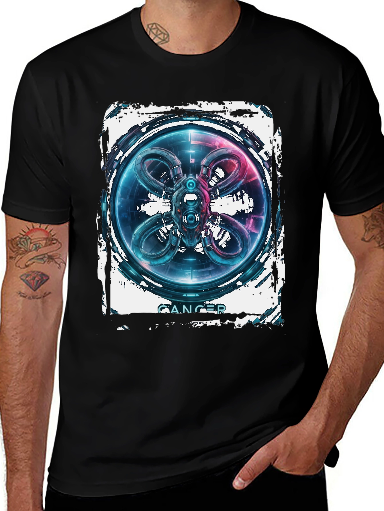 Variant 26 of CANCER Abstract Graphic Black T-Shirt
