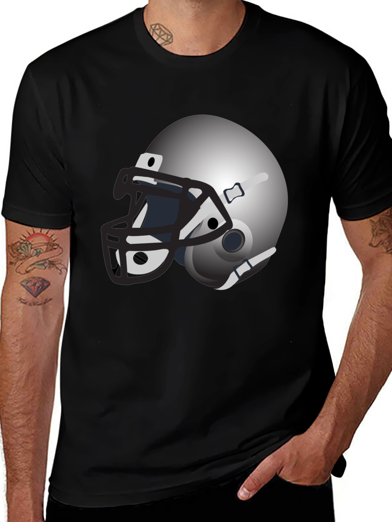 Variant 15 of Football Helmet Graphic Black T-Shirt