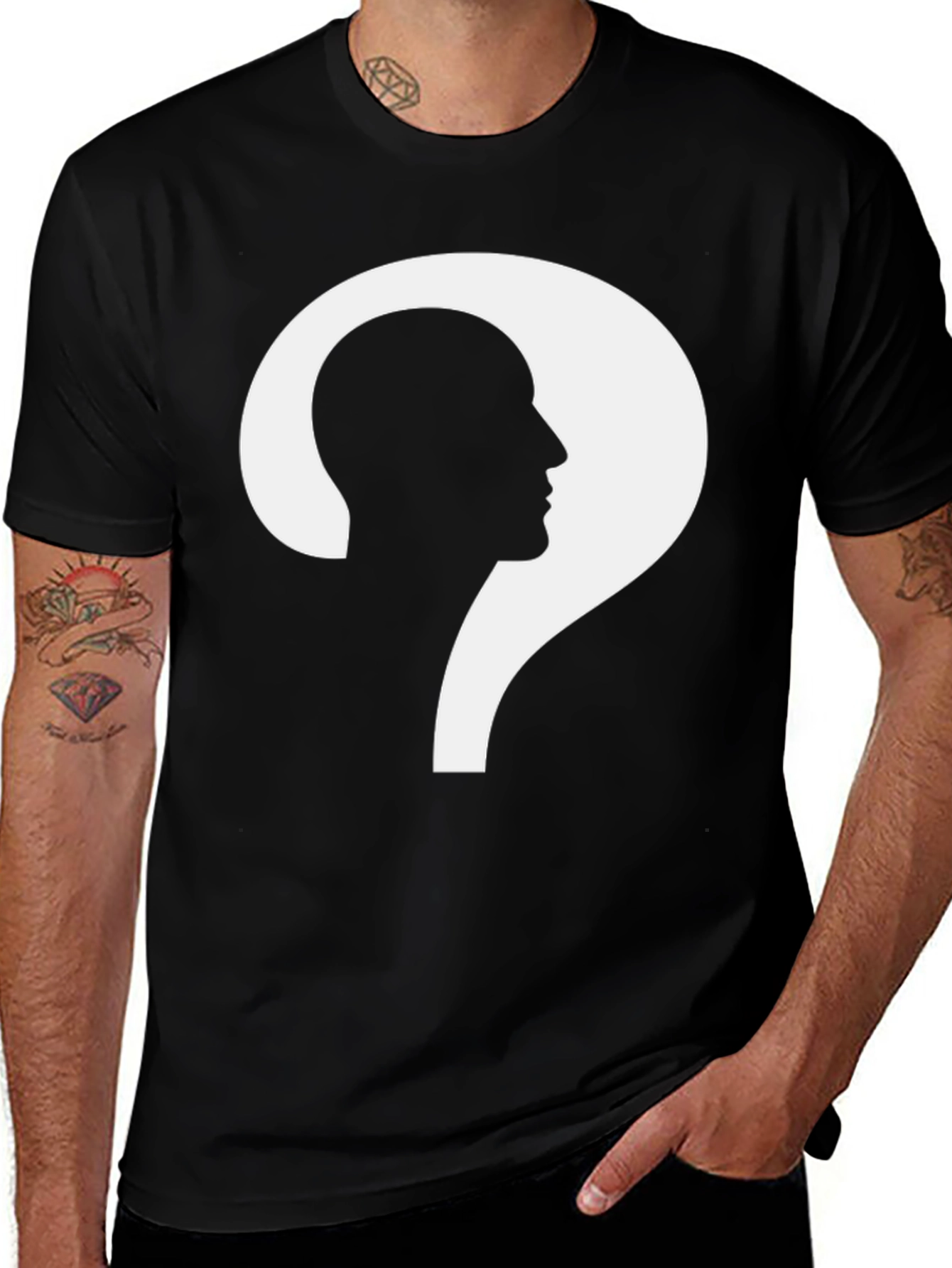 Variant 3 of Question Mark Head Profile Graphic T-Shirt