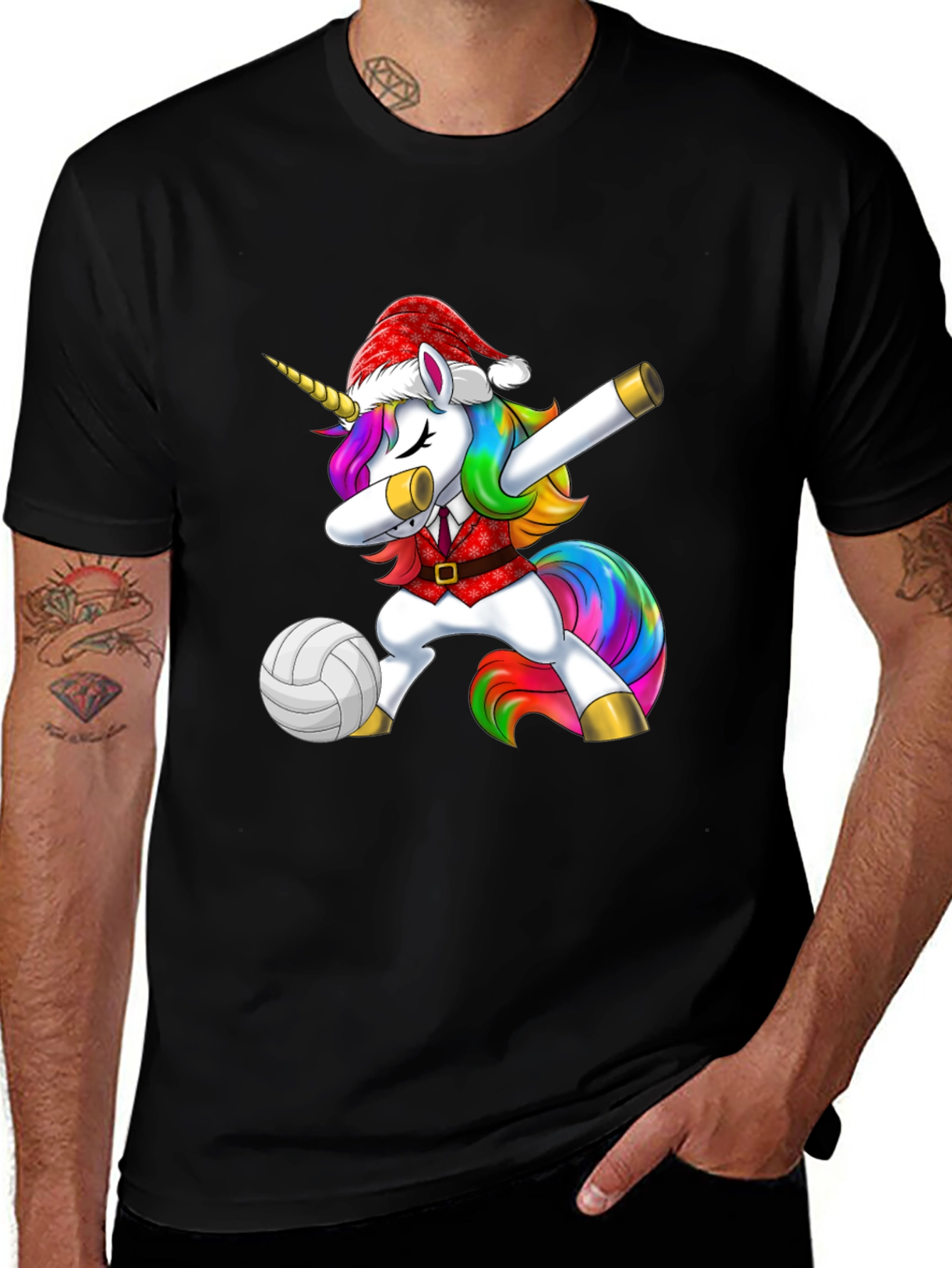 Variant 9 of Unicorn Dabbing Volleyball Christmas Tee