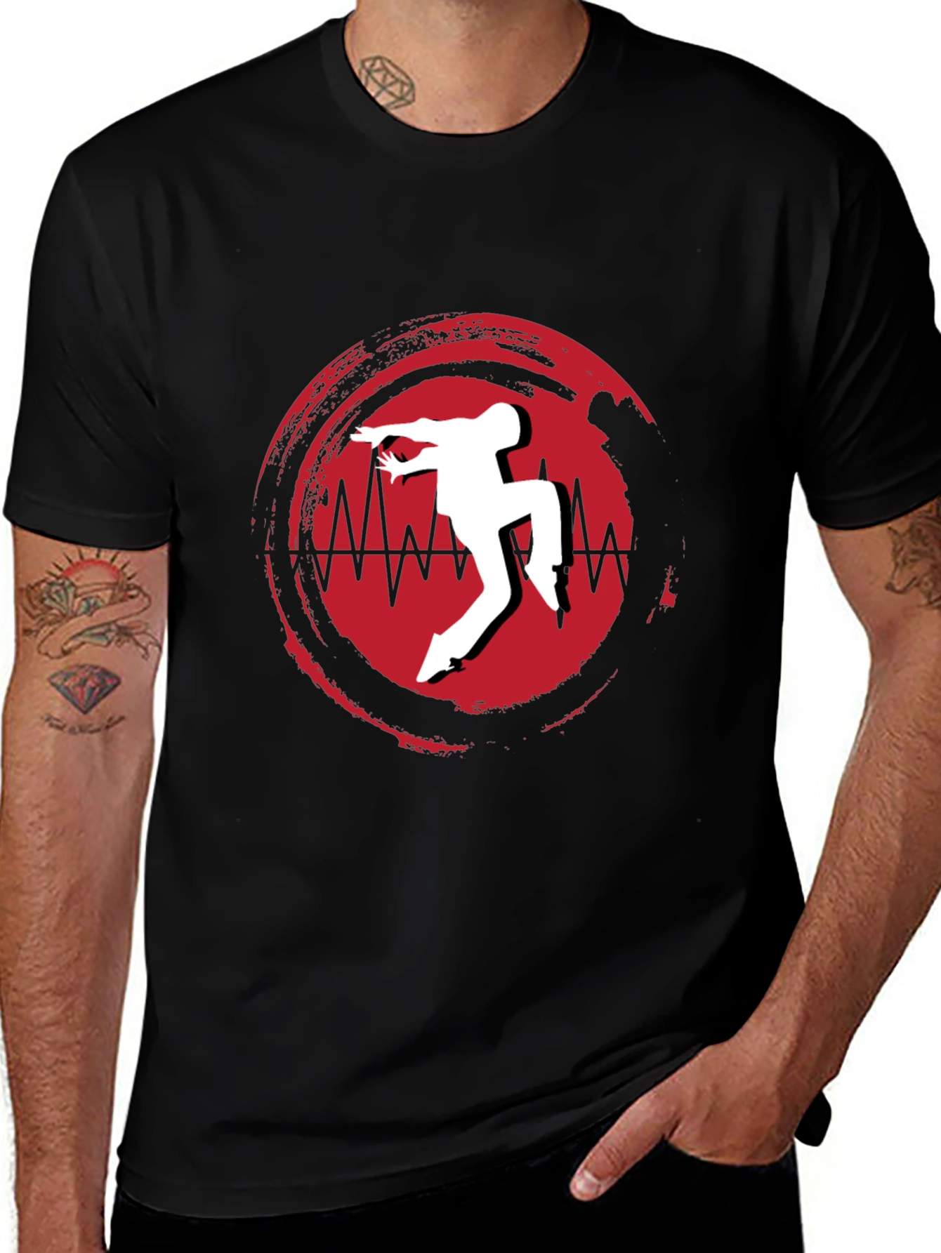 Variant 29 of Black T-Shirt with Unique Dancer Graphic