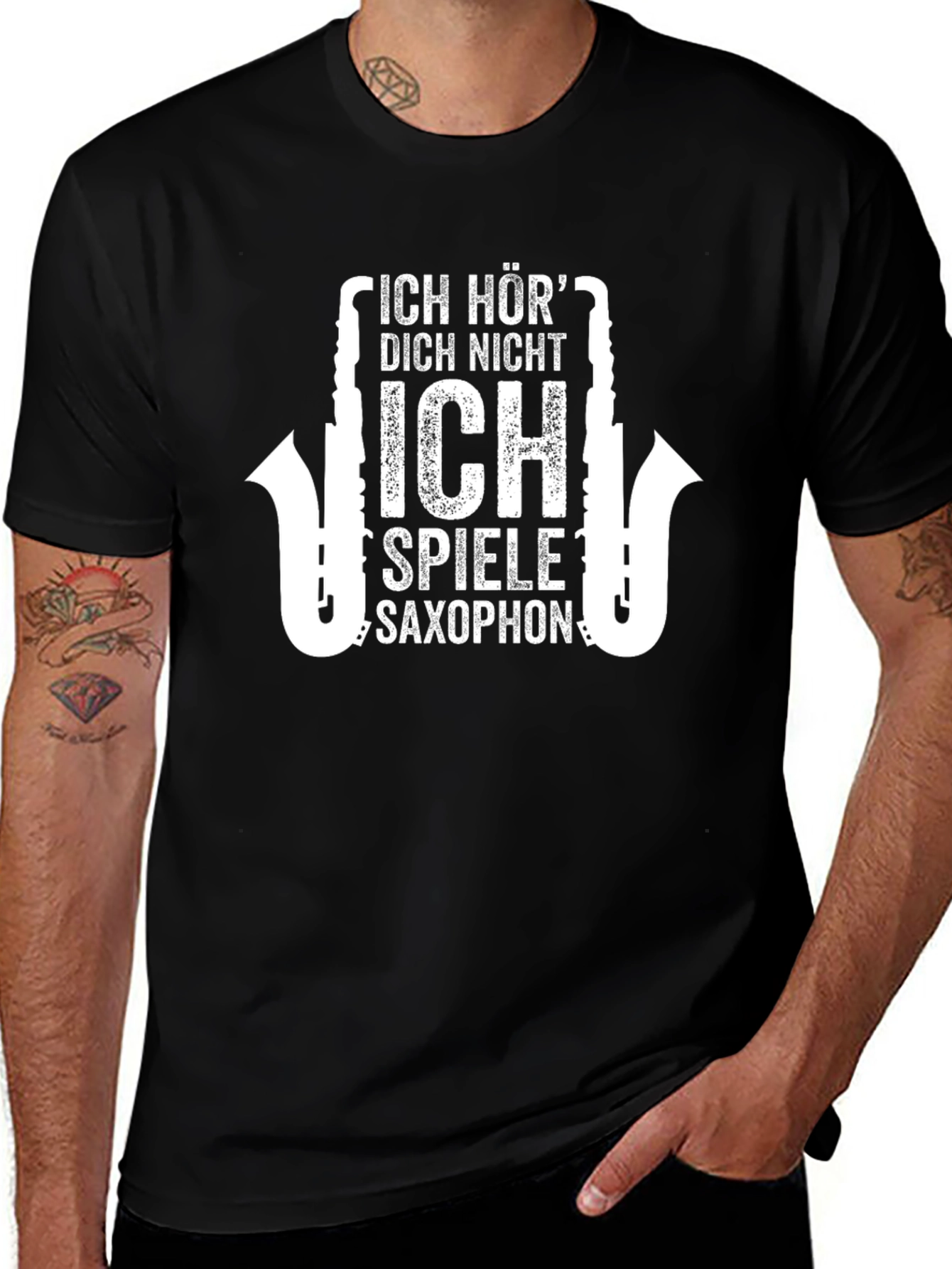 Variant 6 of Saxophone Player Graphic Tee - "I Can't Hear You" T-Shirt