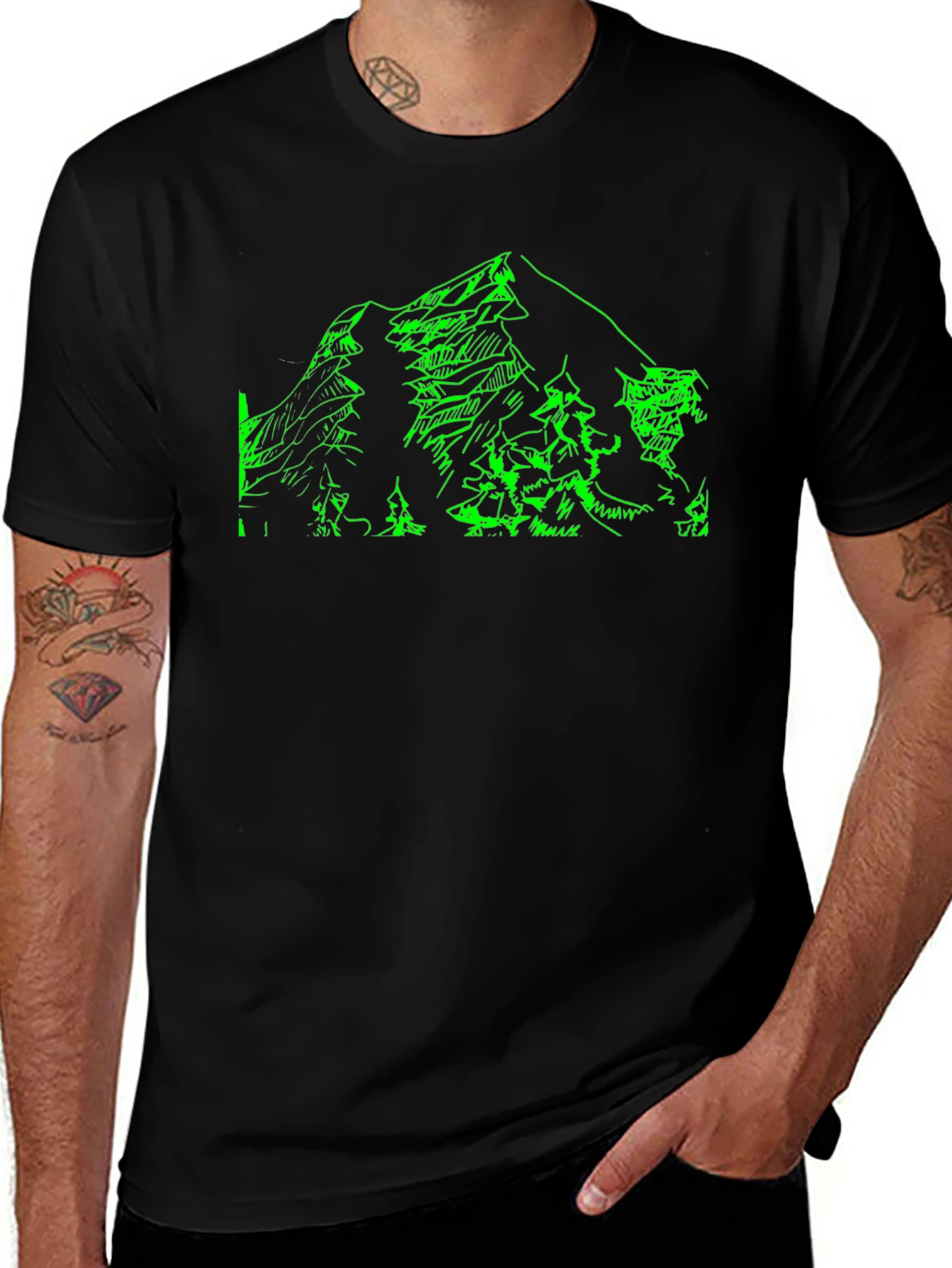 Variant 26 of Mountain Graphic Tee - Nature Lover's Black T-Shirt