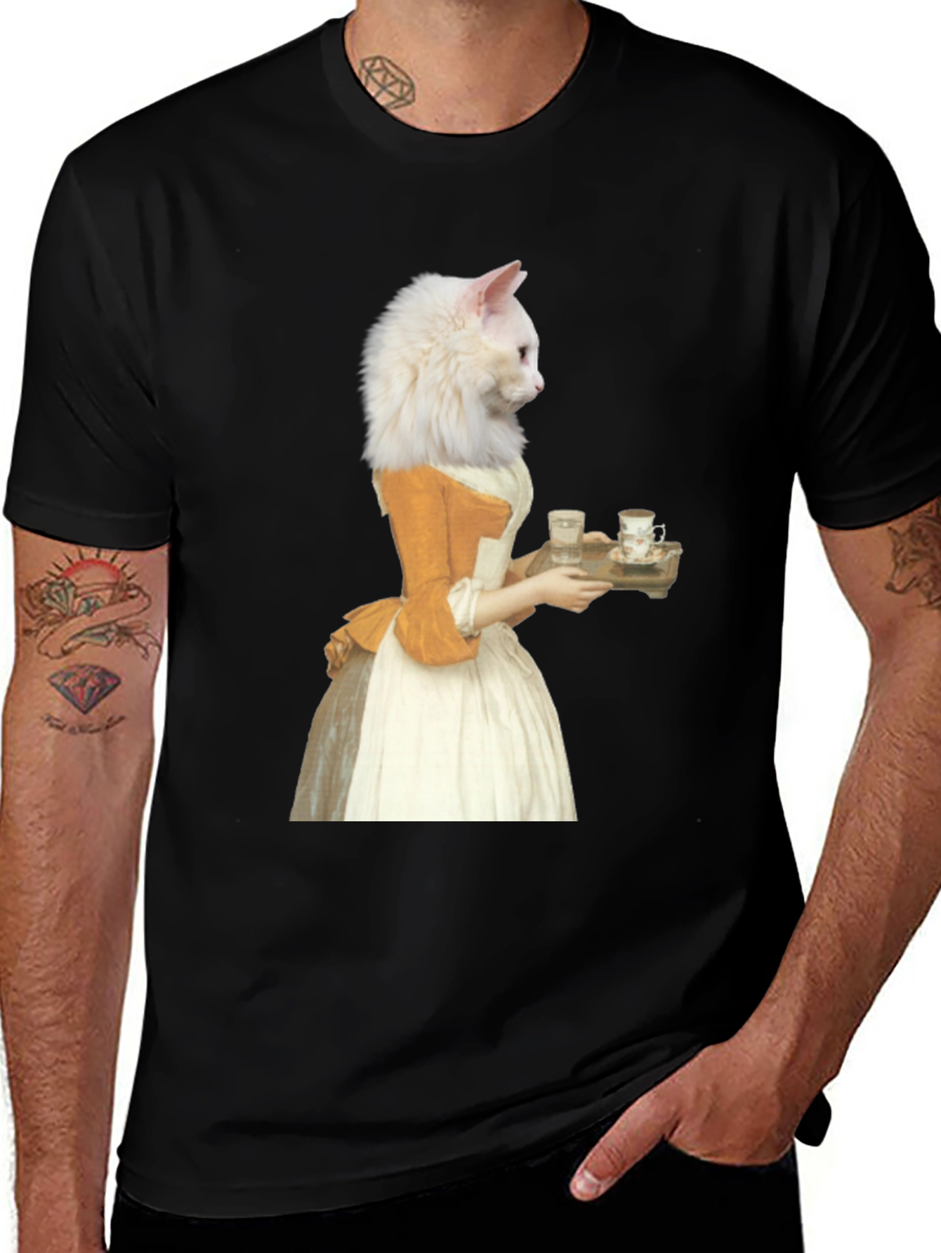 Black Cat Marie Antoinette Graphic T-Shirt main image