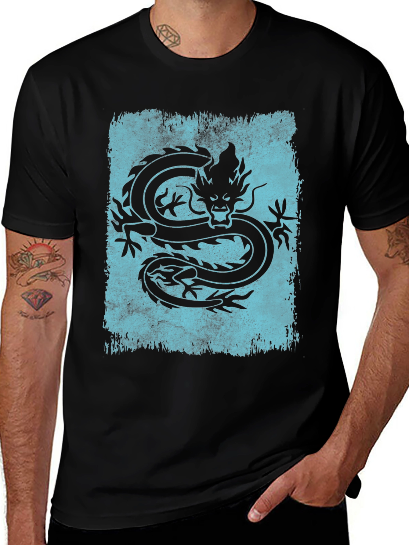 Variant 8 of Dragon Graphic Tee - Men's Black T-Shirt
