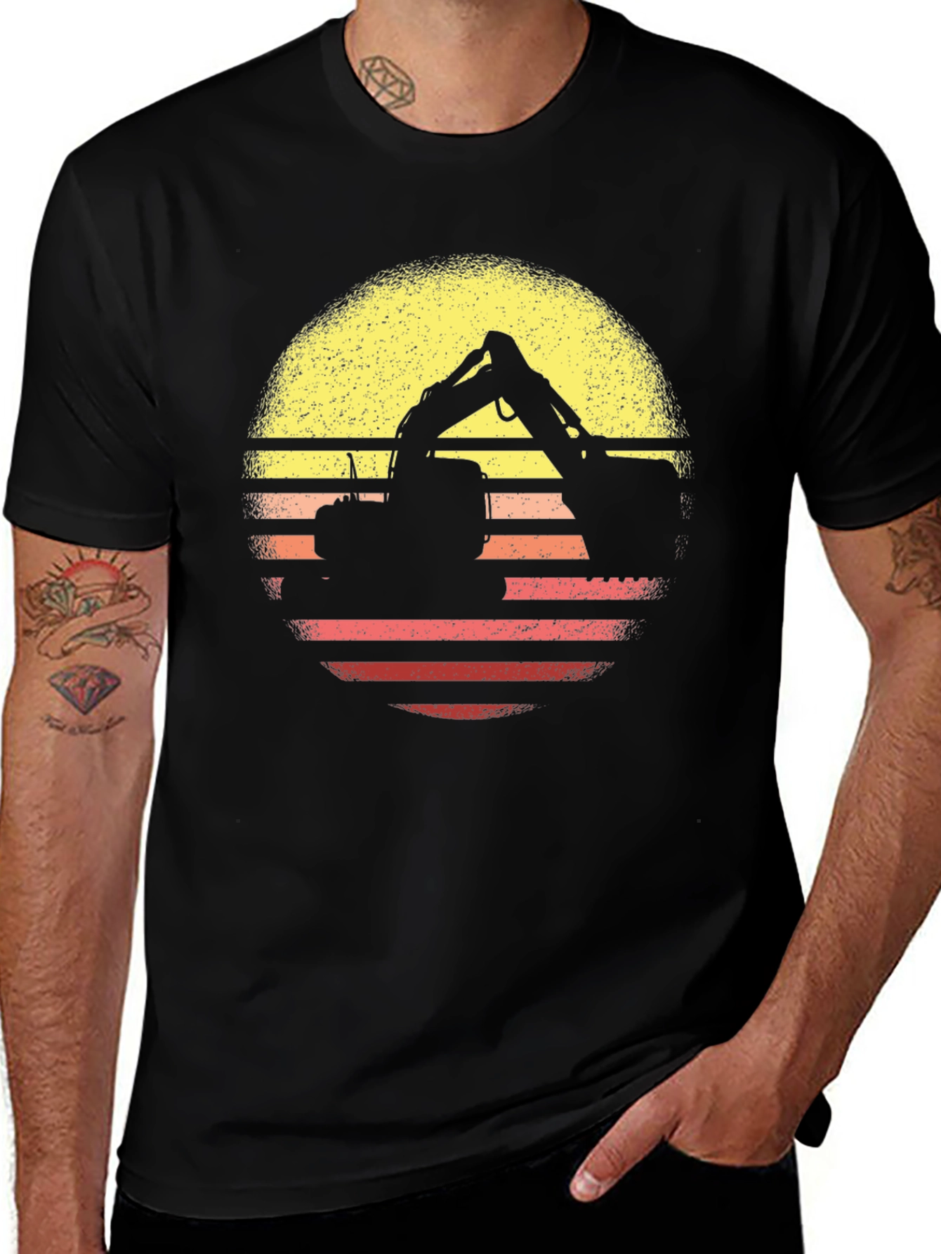Variant 16 of Retro Excavator Sunset Graphic T-Shirt