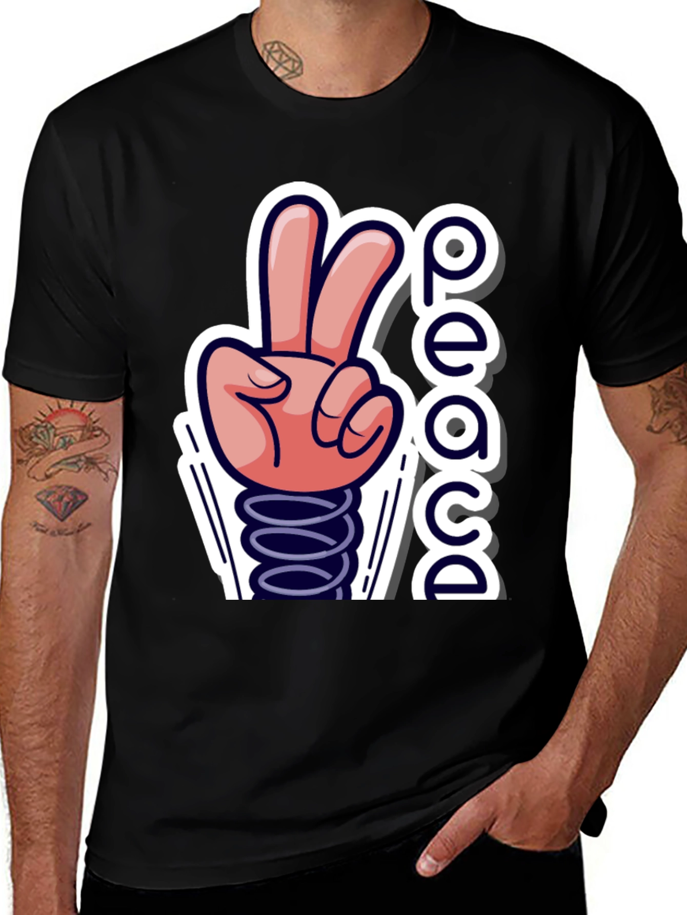 Variant 22 of Peace Sign T-Shirt - Pop Art Hand Gesture
