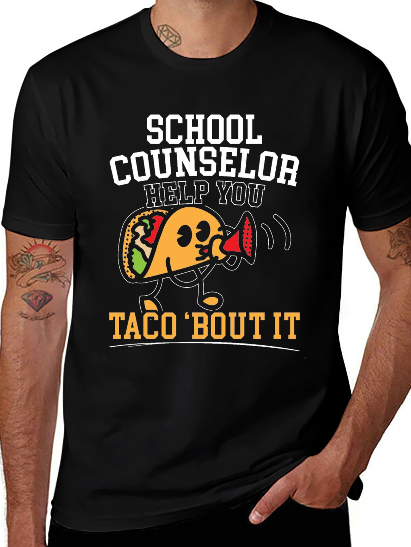 Variant 12 of School Counselor Taco Funny Black T-shirt