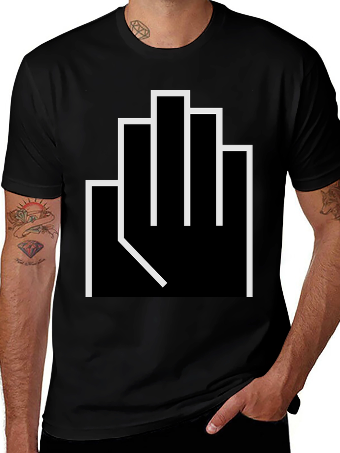 Variant 23 of Geometric Middle Finger Graphic T-Shirt