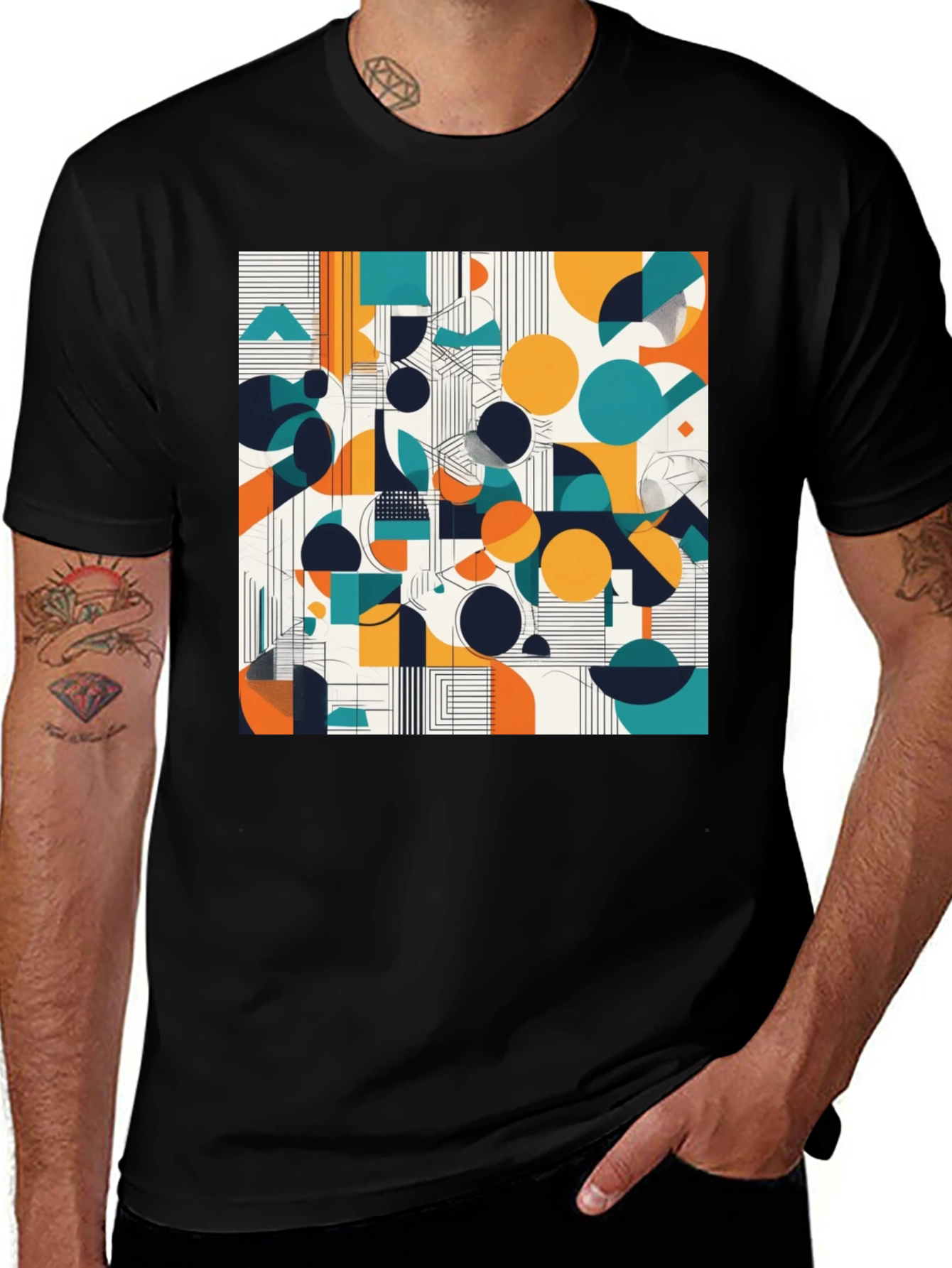 Variant 27 of Geometric Art Black T-Shirt - Modern Design Tee