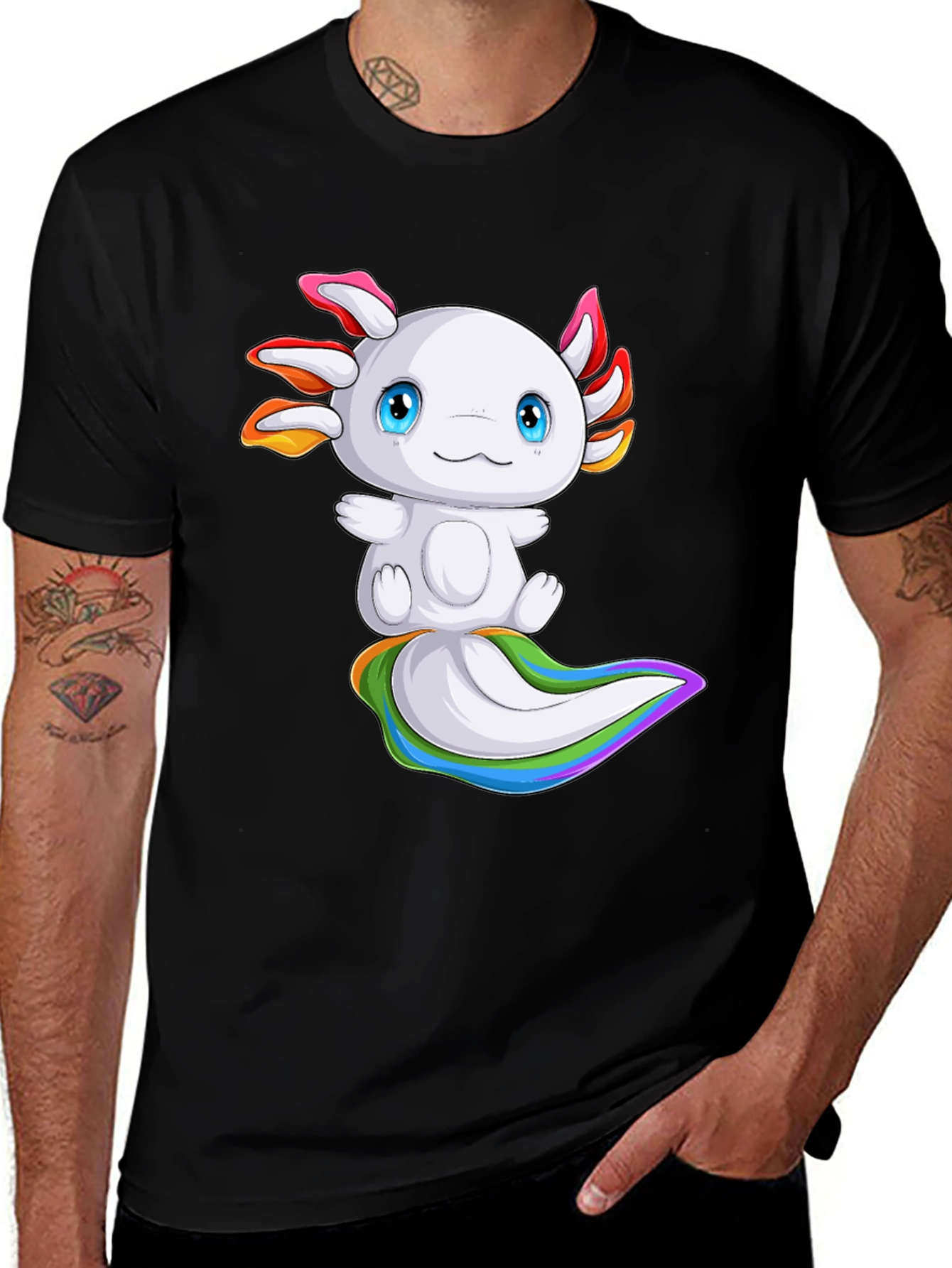 Variant 28 of Axolotl Rainbow Tail Graphic Tee