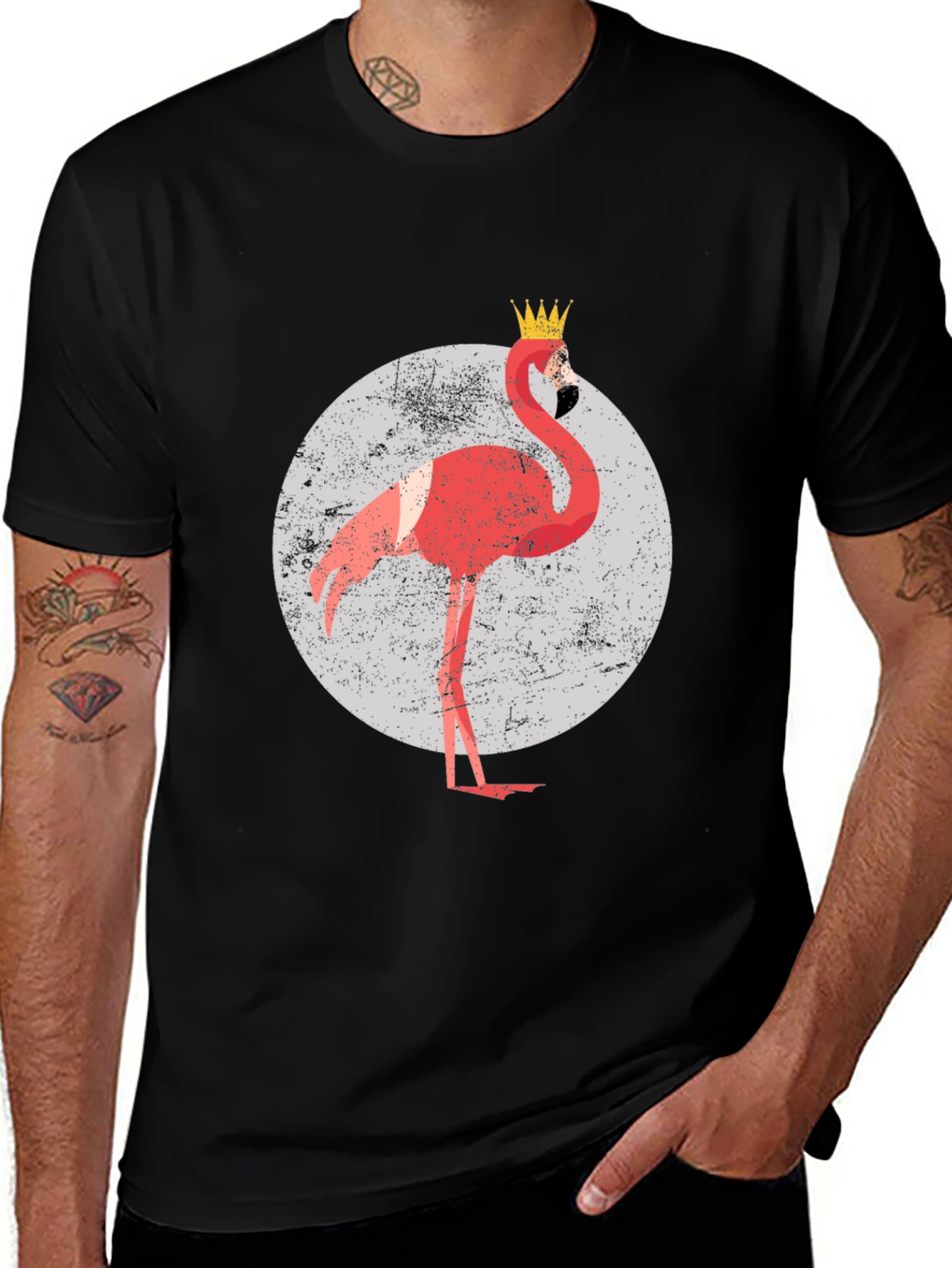 Variant 11 of King Flamingo Graphic Tee - Black Crewneck