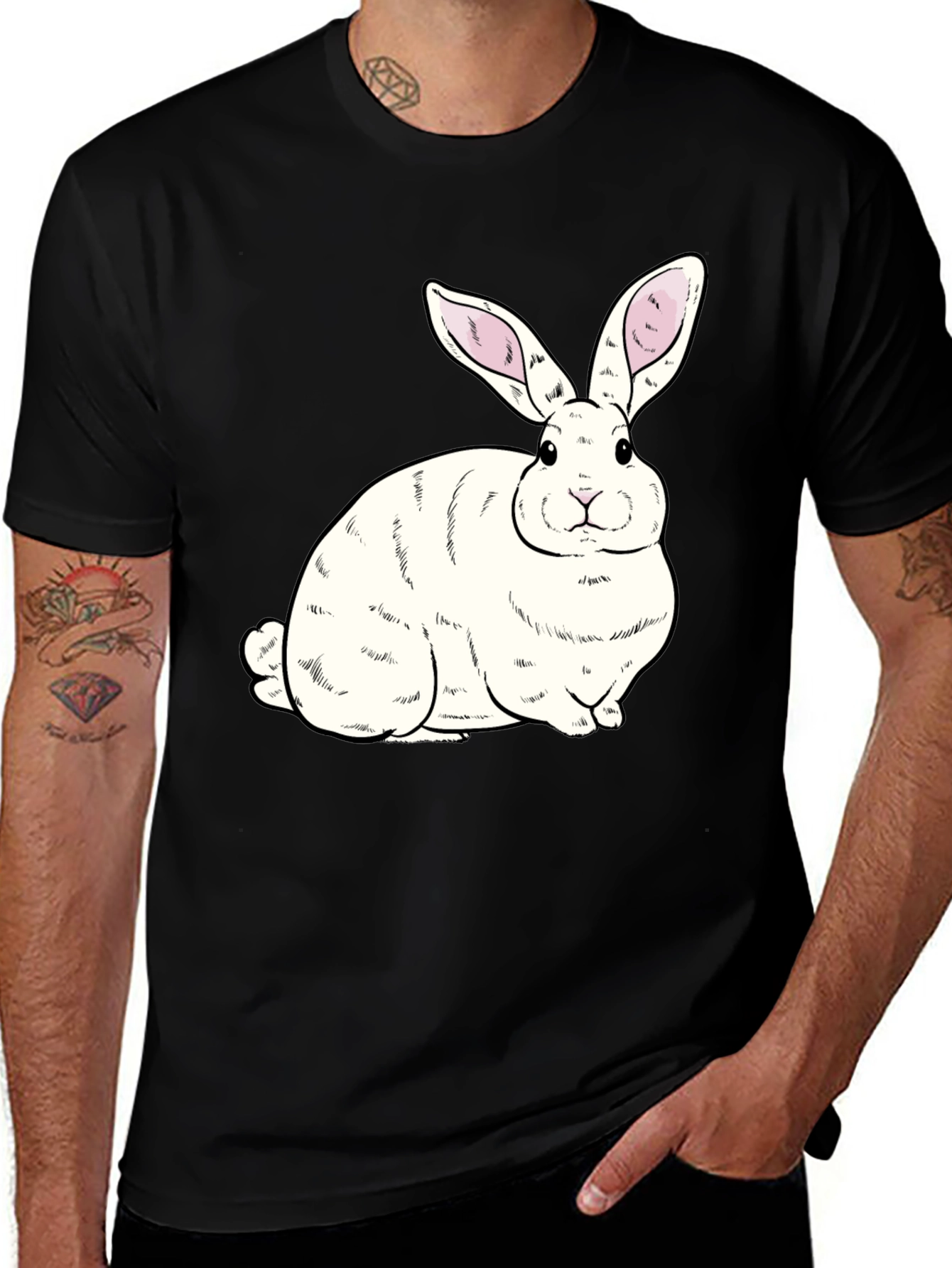 Bunny Graphic Black T-Shirt - Soft Cotton Comfort