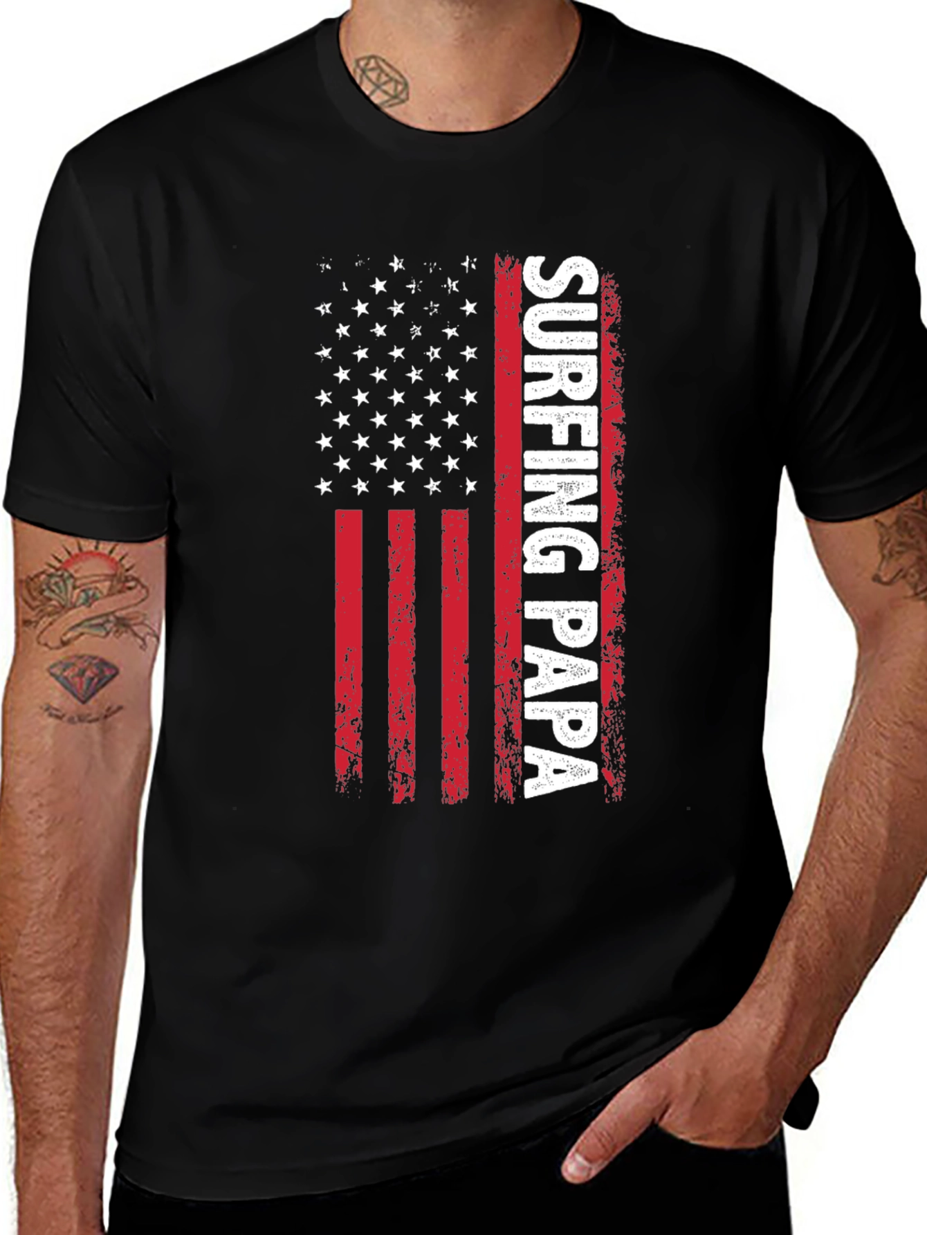 Variant 18 of Surfing Papa Flag Graphic T-Shirt