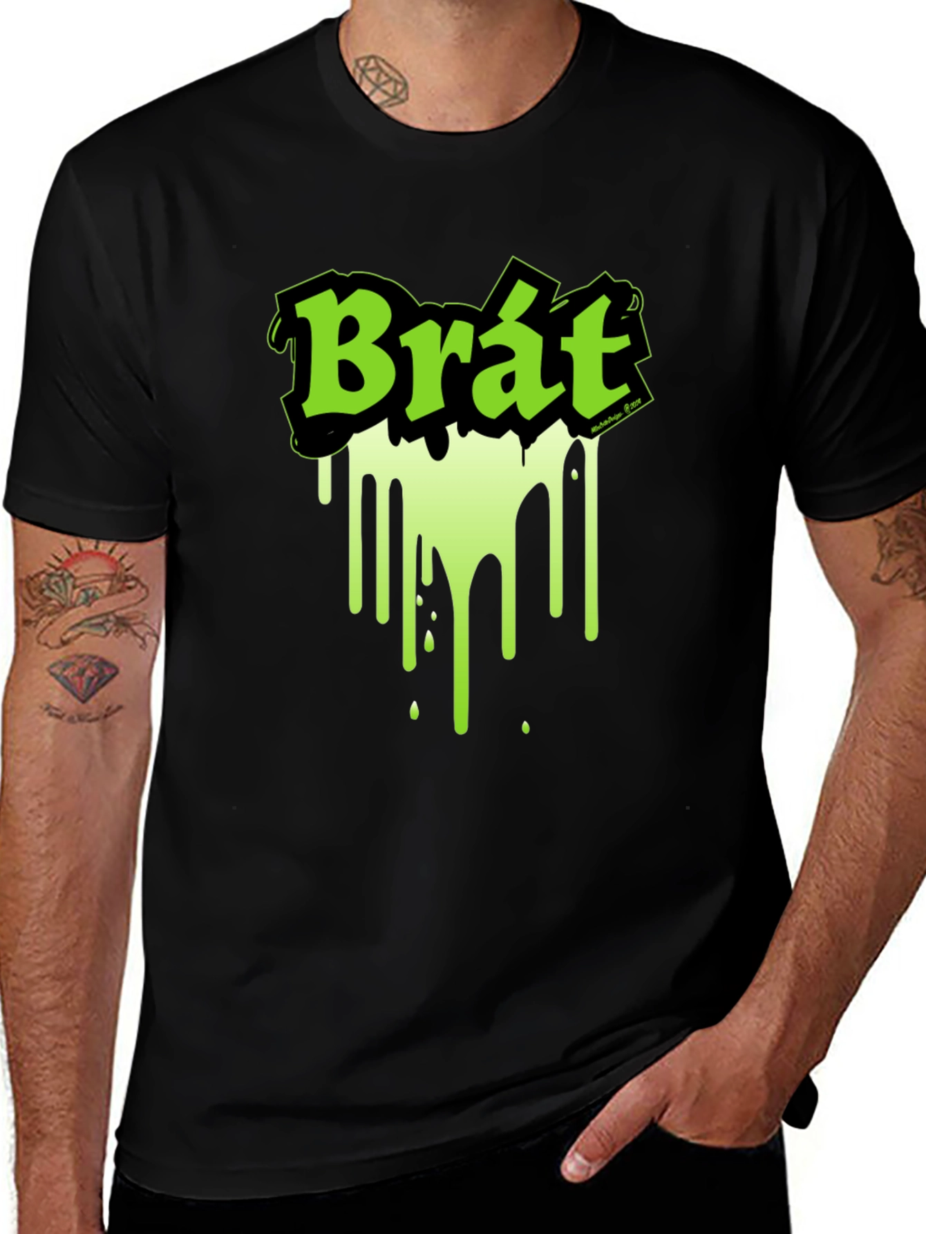 Variant 15 of Brat Graphic Tee - Black T-Shirt with Neon Green Design