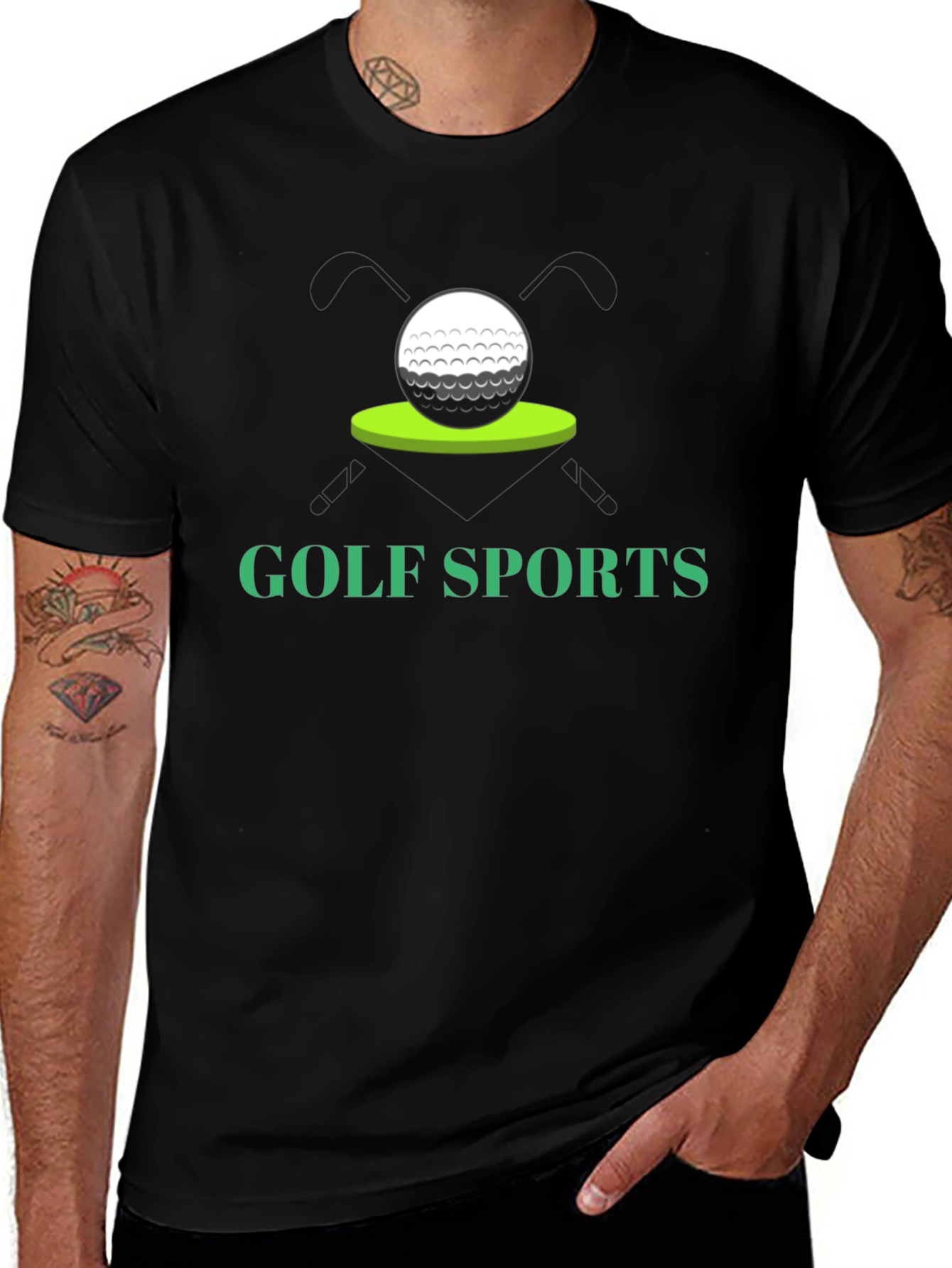 Variant 8 of Golf Sports T-Shirt - Black Golf Ball Tee