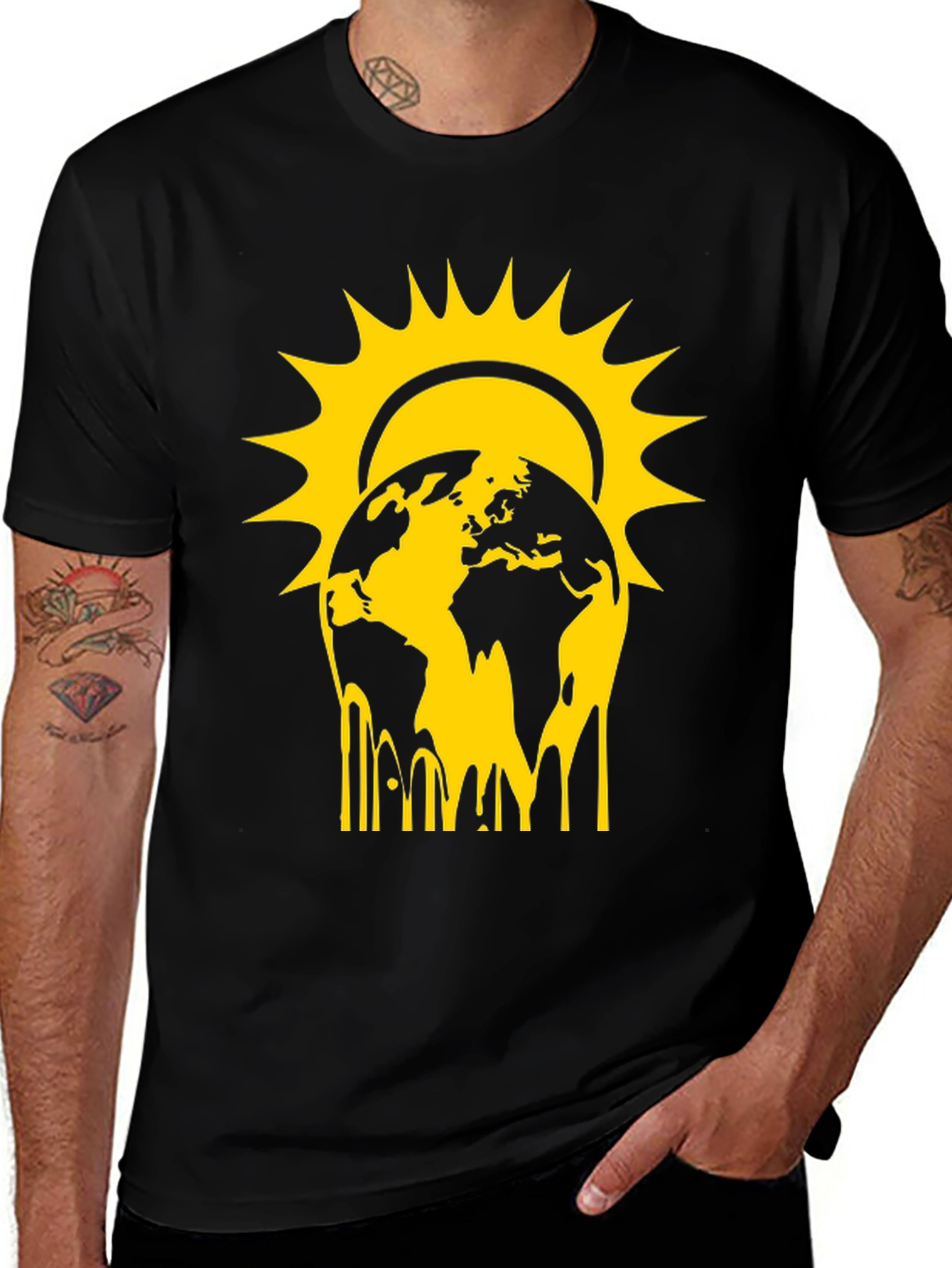 Variant 10 of Global Warming Graphic Tee - Black Cotton T-Shirt
