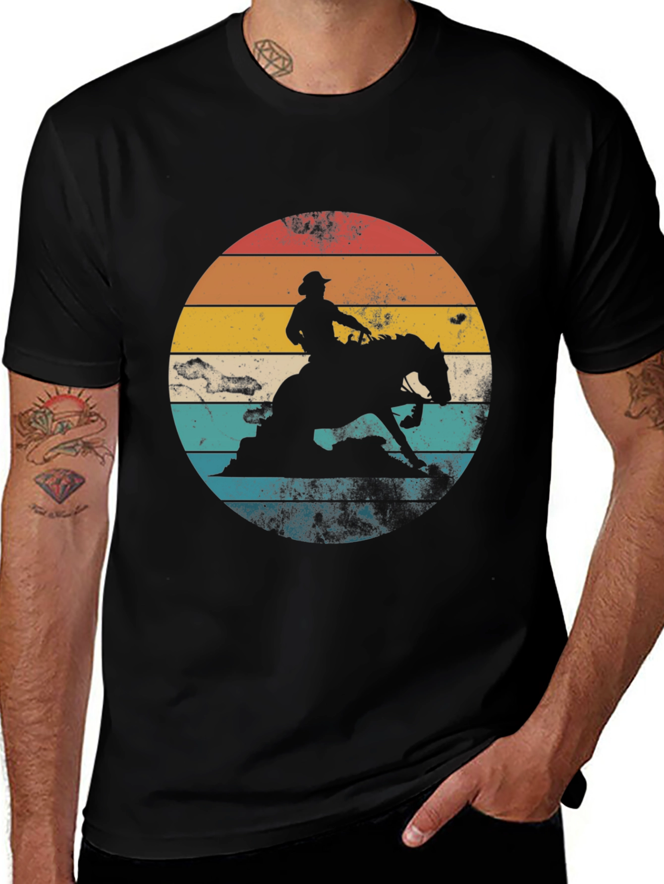 Variant 23 of Vintage Cowboy T-Shirt - Rodeo Silhouette