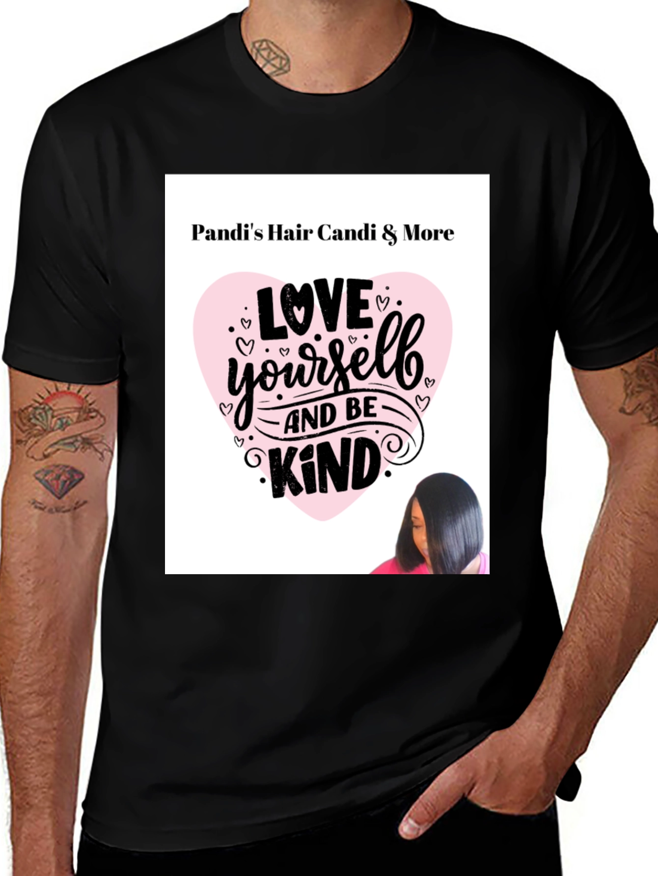 Black Pandi's Hair Candi & More 'Love Yourself and Be Kind' Graphic T-Shirt main image