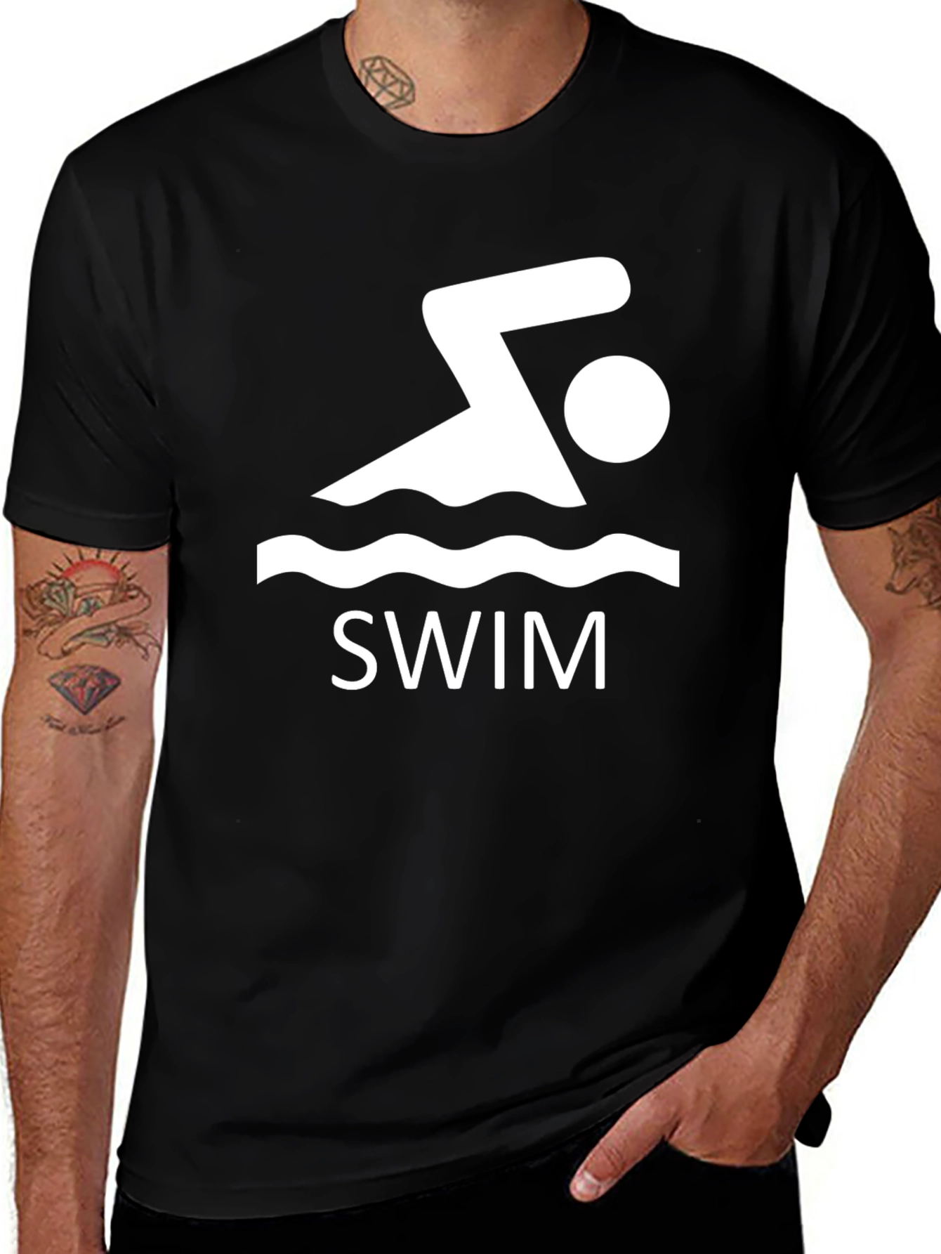 Variant 3 of Swim Graphic T-Shirt - Black Cotton Tee