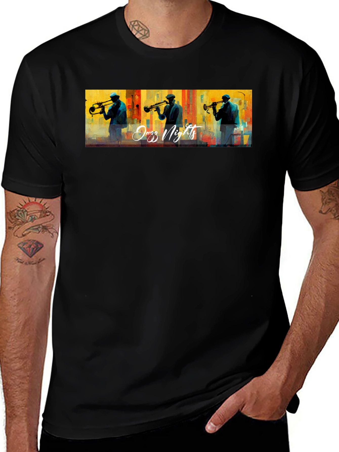 Variant 5 of Jazz Nights Graphic Tee - Cool Black T-Shirt