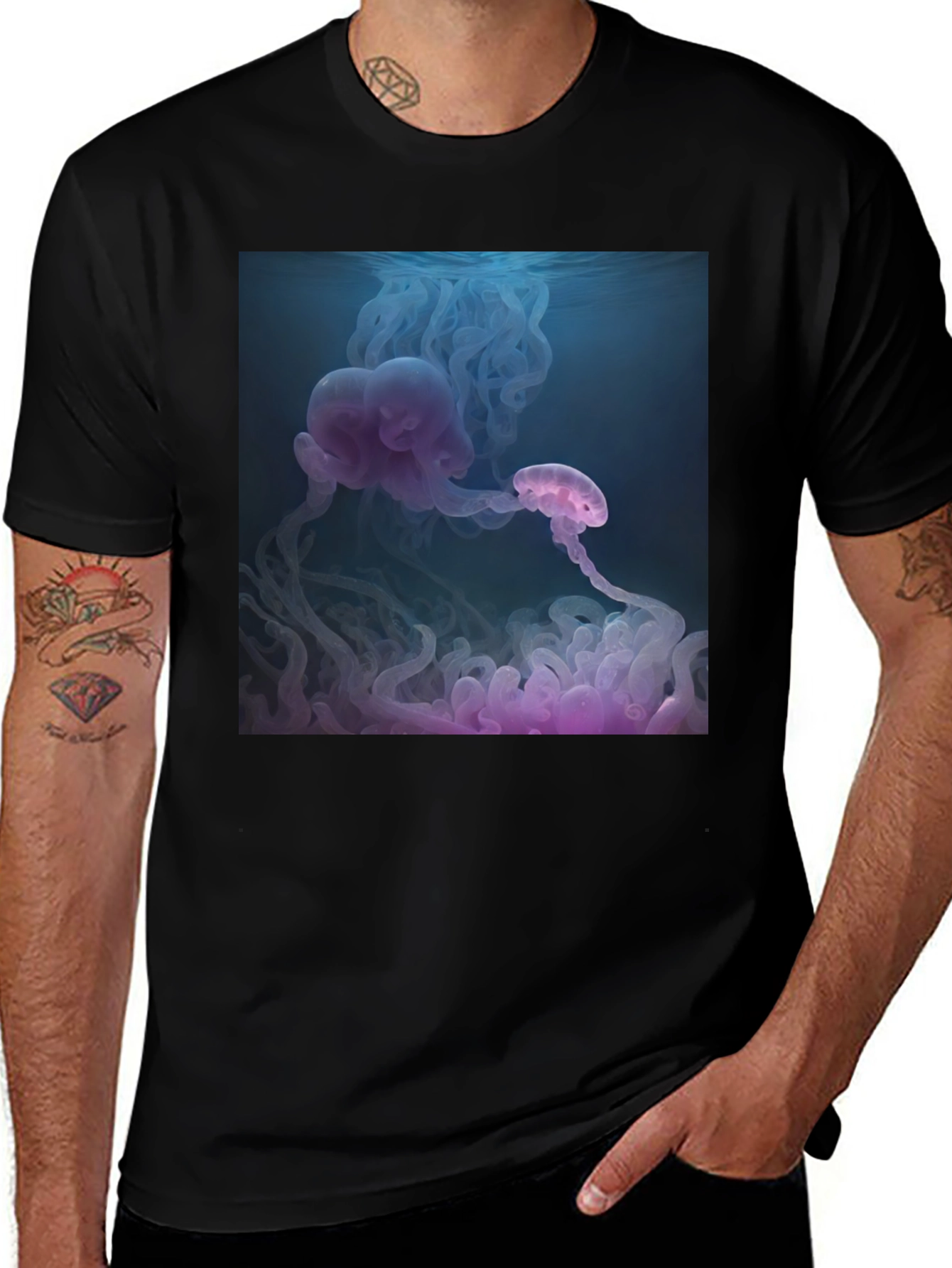 Variant 9 of Jellyfish Print Black T-Shirt