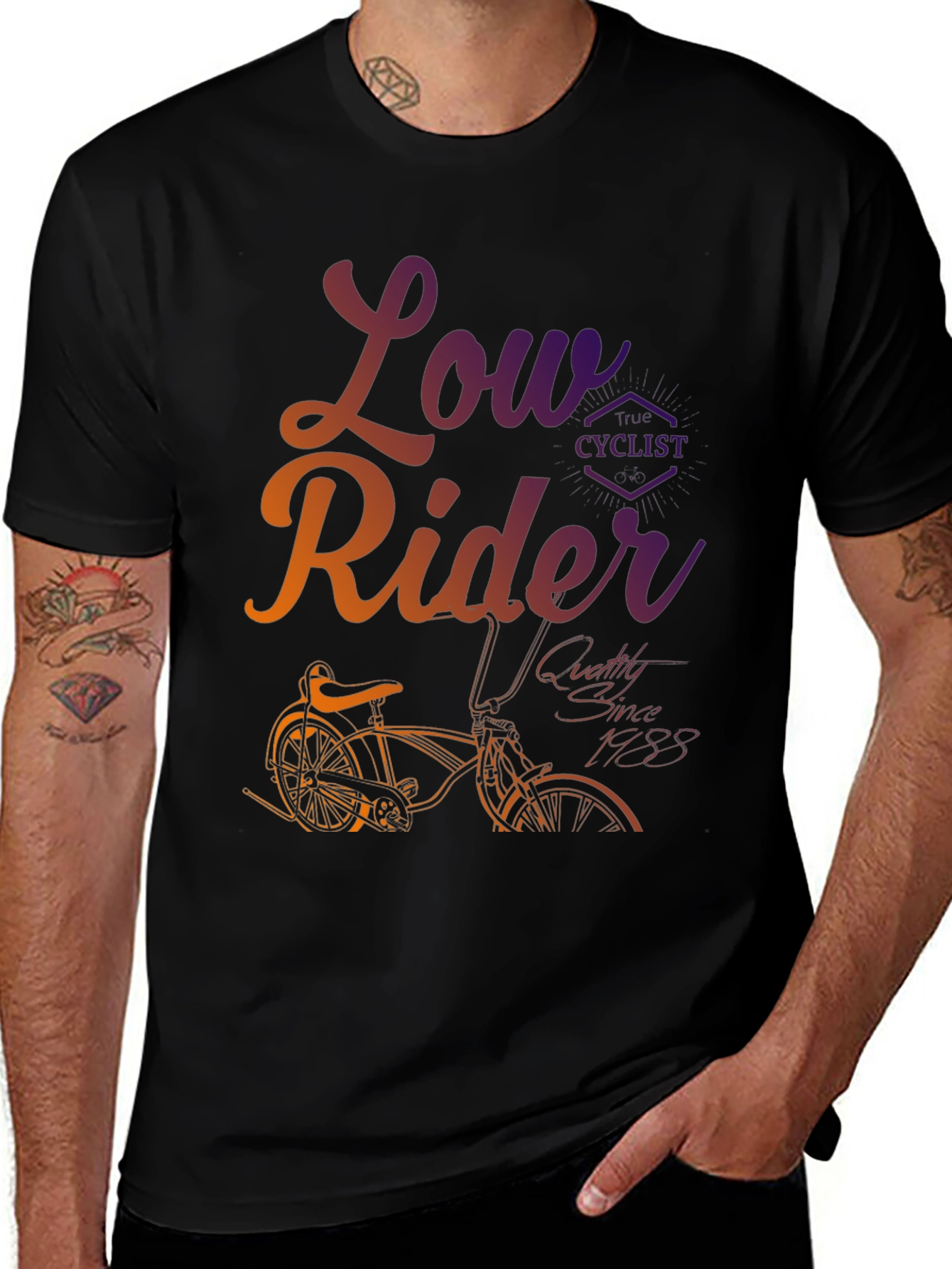 Variant 9 of Low Rider Cyclist Black Graphic Tee