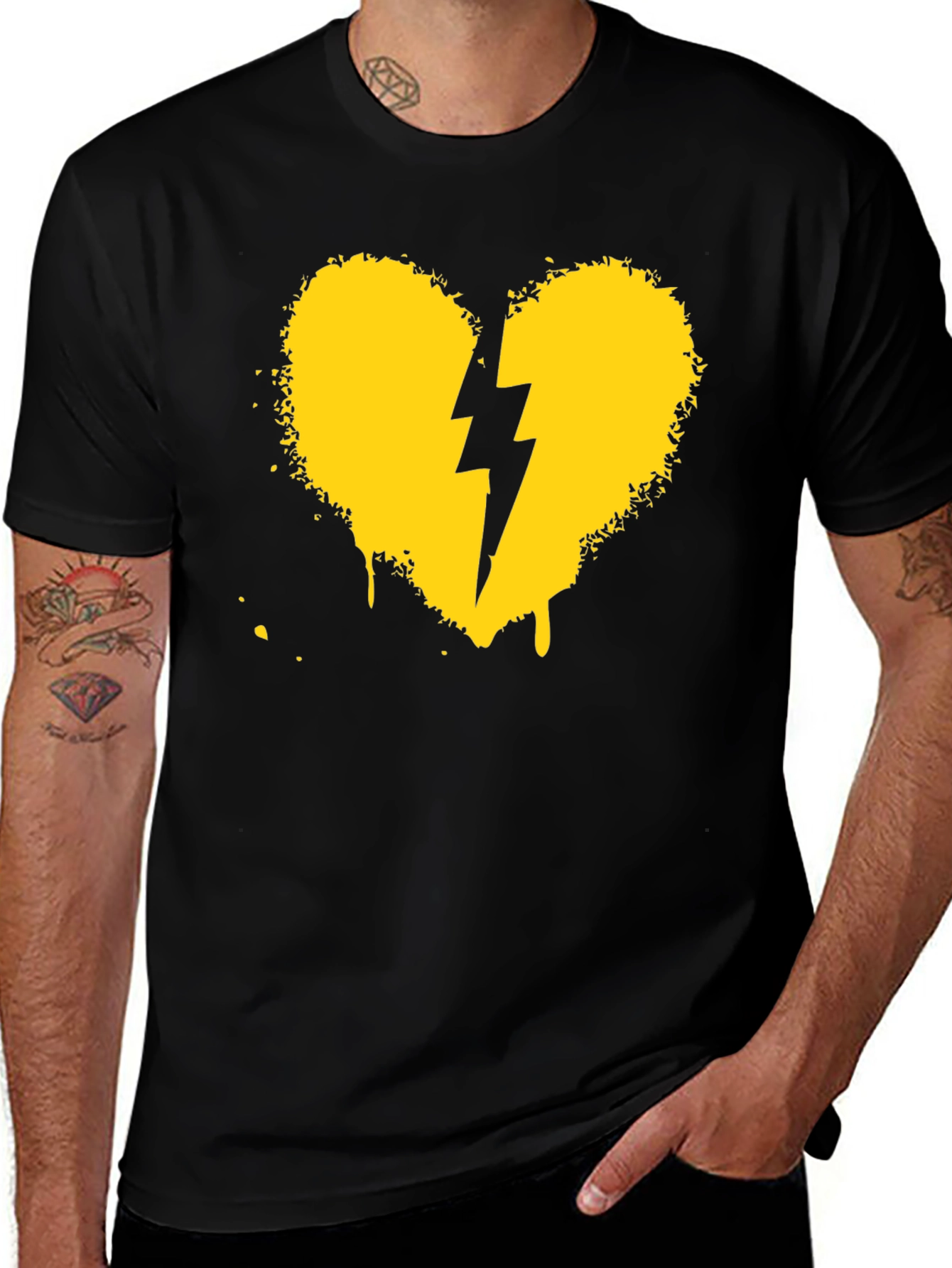 Variant 26 of Broken Heart Lightning Bolt Graphic Tee - Black