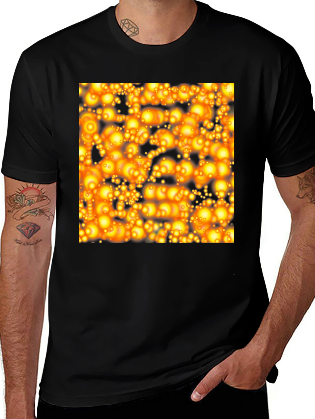 Variant 13 of Fiery Orb Graphic Tee - Black Cotton Comfort