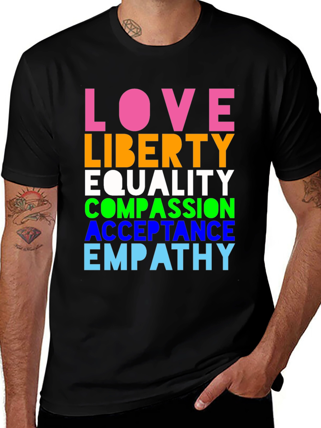 Variant 9 of Love Liberty Equality Graphic Tee - Pride & Positivity