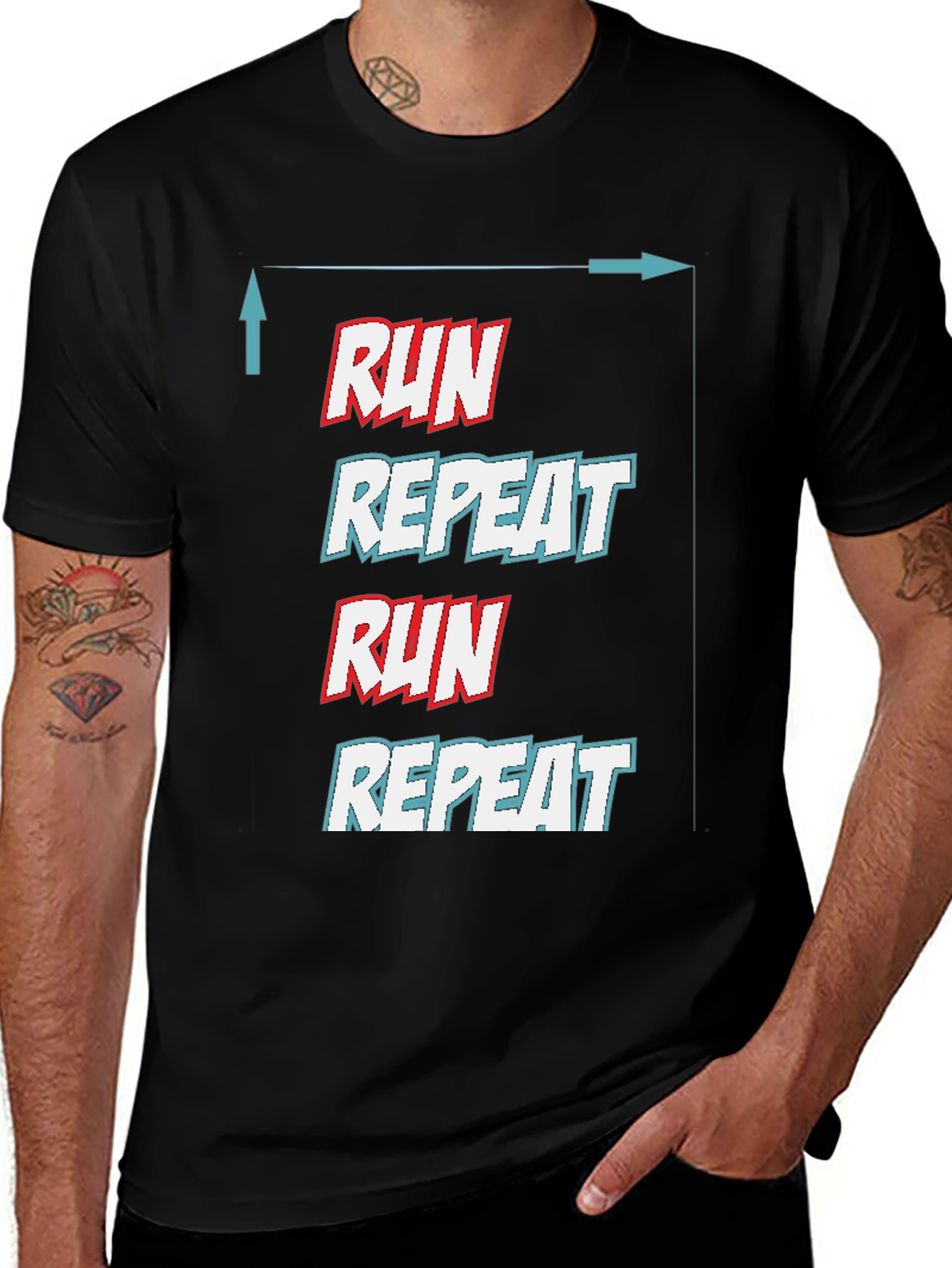 Variant 28 of Run Repeat Graphic T-Shirt - Black