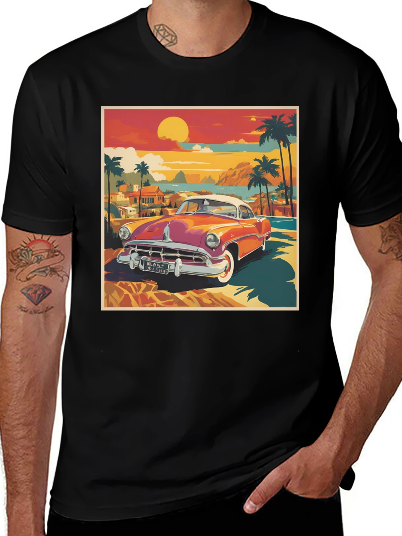 Variant 28 of Retro Car T-Shirt: Vintage Tropical Vibe