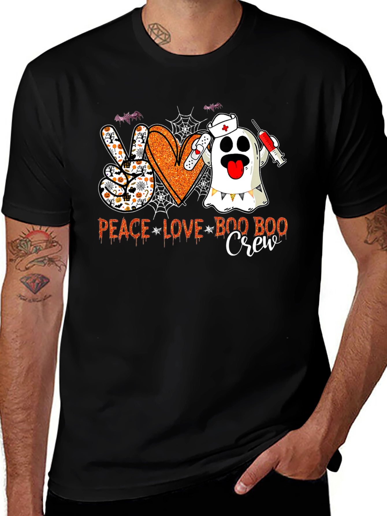 Peace Love Boo Boo Crew Halloween Nurse T-Shirt