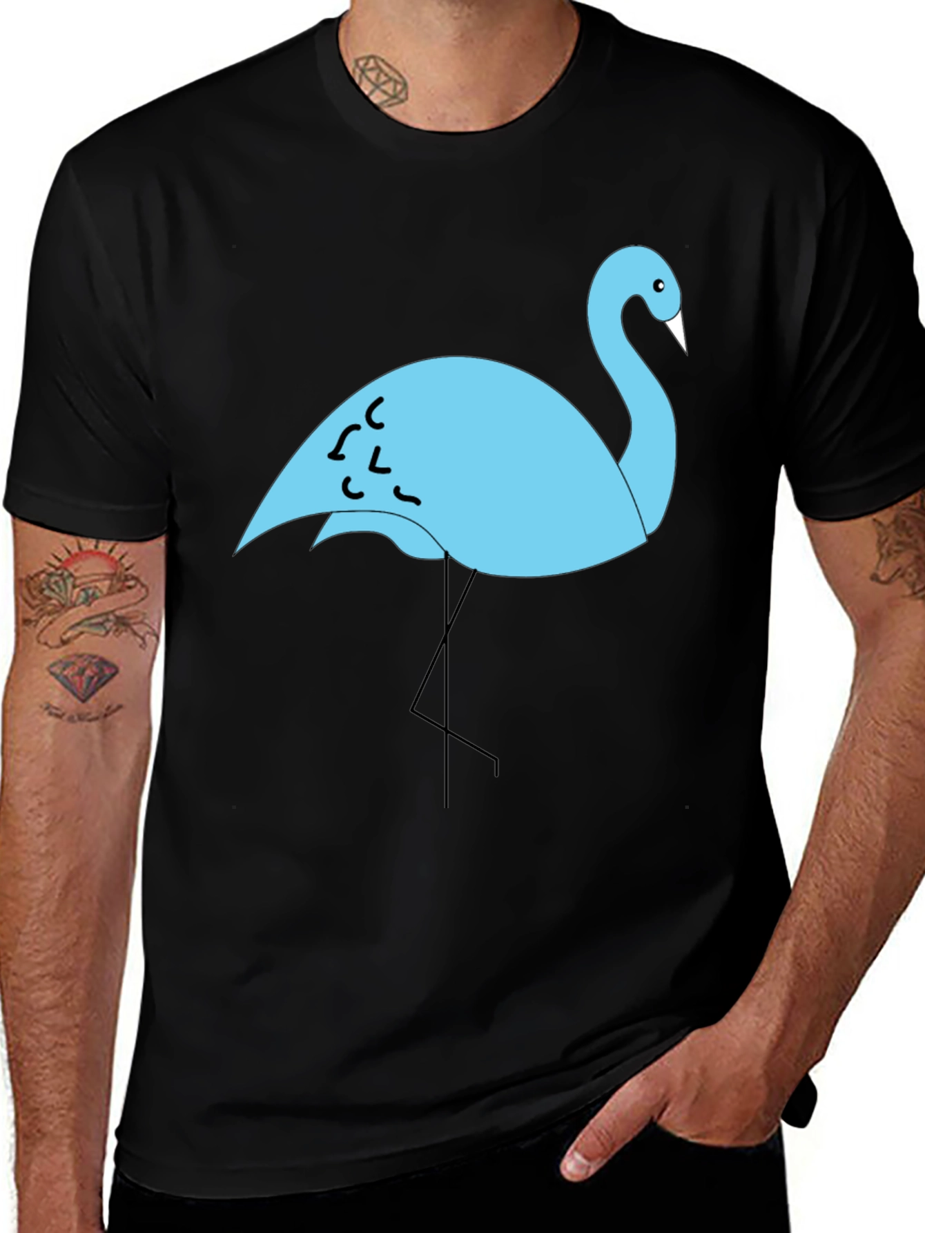 Flamingo Graphic Tee - Stylish Black T-Shirt