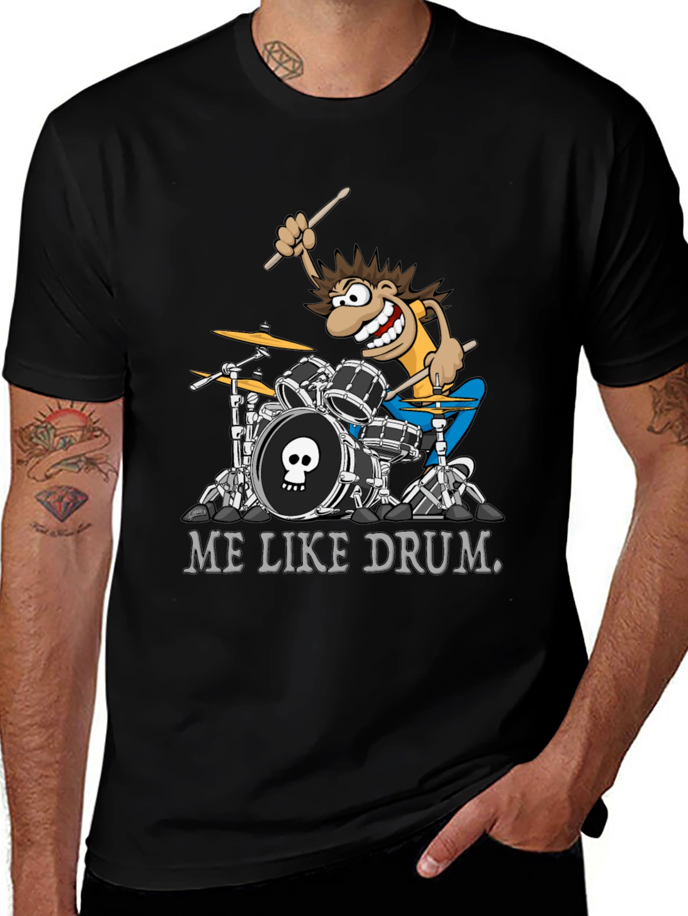 Me Like Drum T-Shirt - Black Cotton Tee