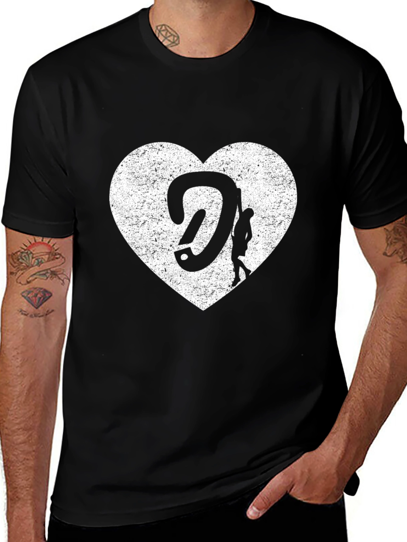 Variant 6 of Climbing Heart Graphic T-Shirt - Black