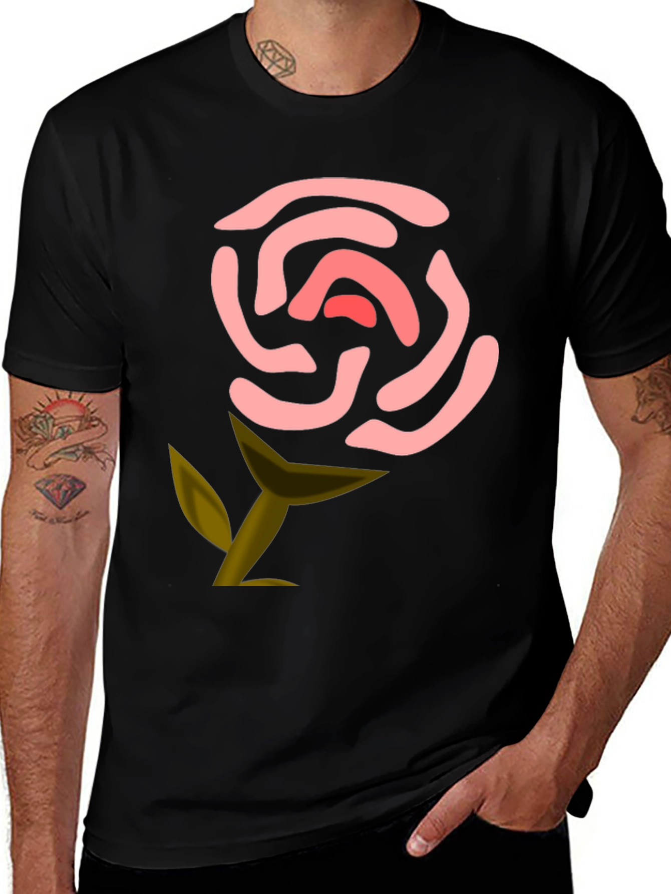 Rose Swirl Graphic Tee - Soft Black T-Shirt