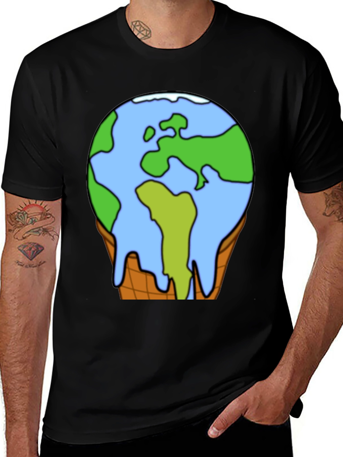 Variant 12 of Global Warming Earth Ice Cream Cone T-Shirt