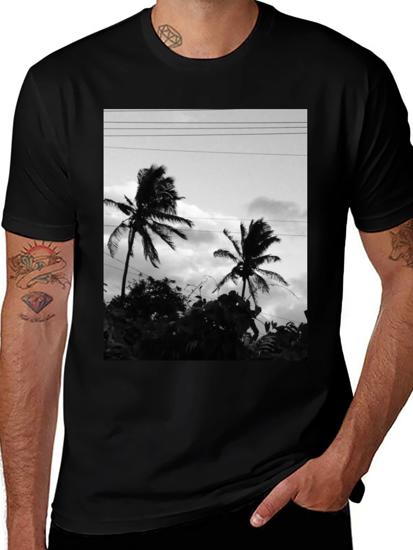 Variant 15 of Black Palm Tree Graphic Tee