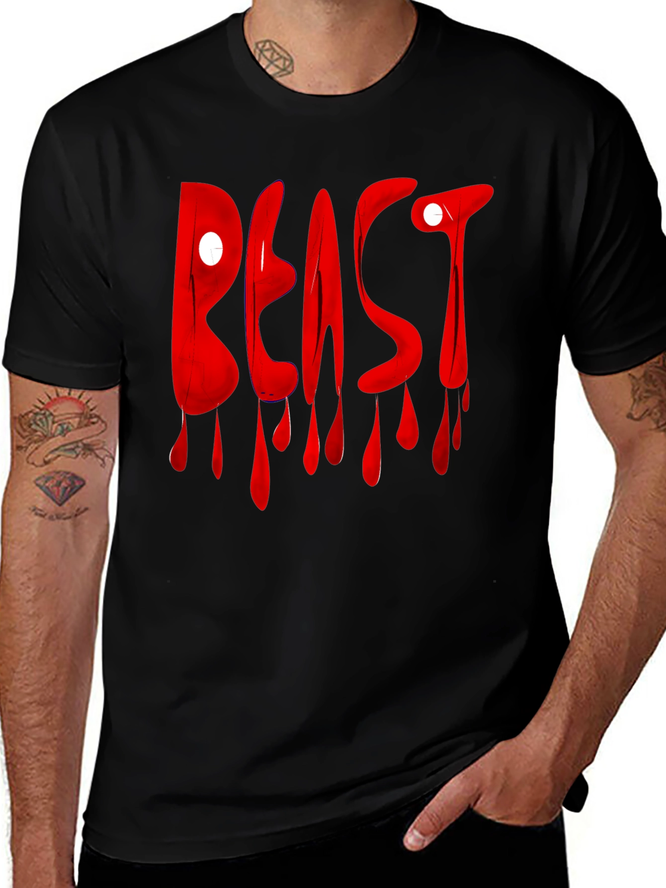 Variant 16 of Beast Drip Graphic Tee - Black Cotton