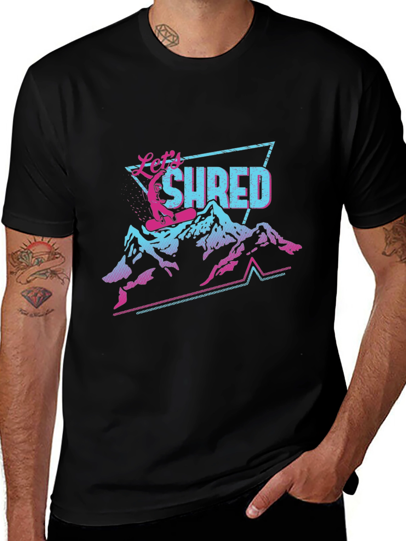 Variant 10 of Let's Shred T-Shirt Retro Snowboard Design