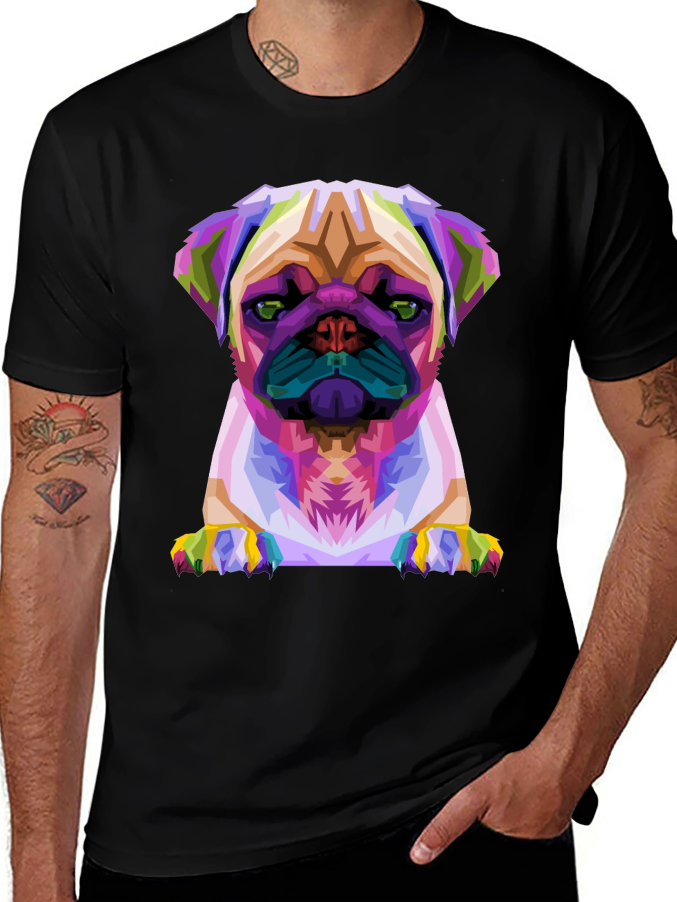 Variant 19 of Abstract Pug Graphic Tee - Black
