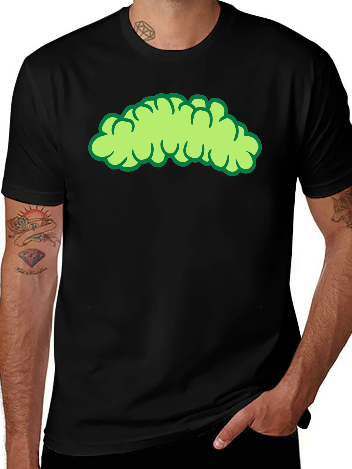 Variant 25 of Cartoon Brain Black T-Shirt