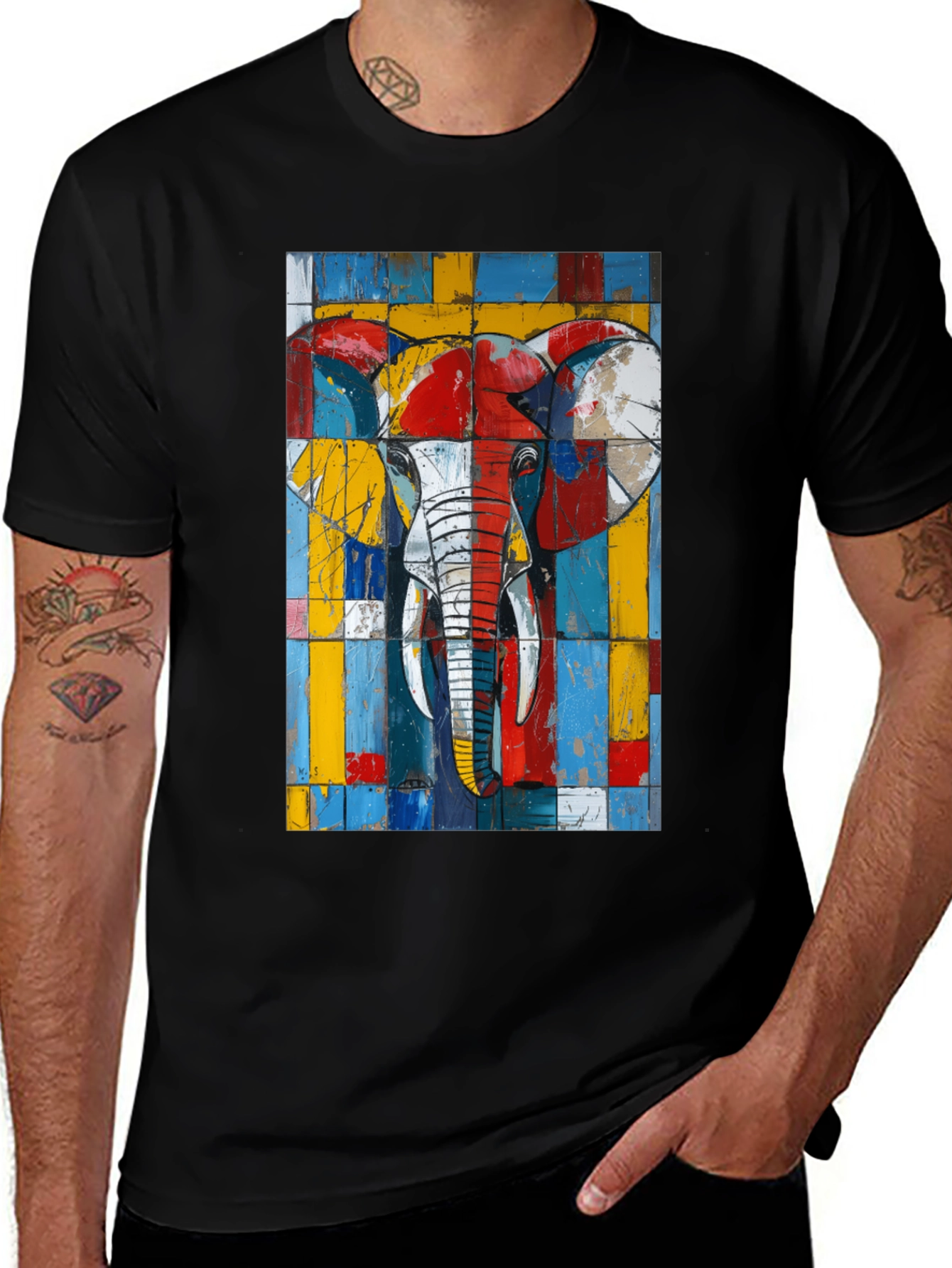 Variant 28 of Abstract Elephant Graphic Tee - Modern Art Design