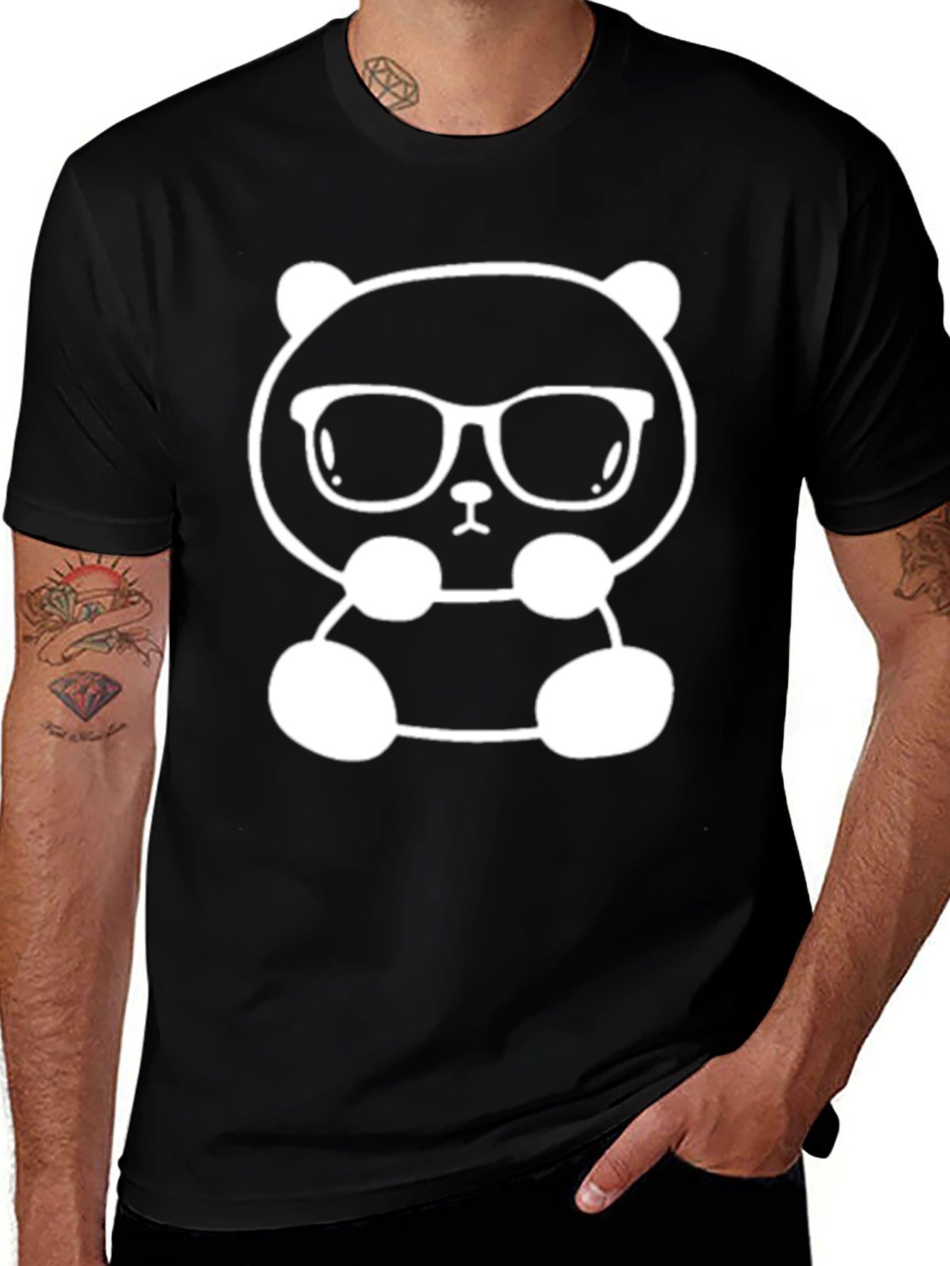 Variant 6 of Cool Panda Graphic Tee - Black Cotton T-Shirt
