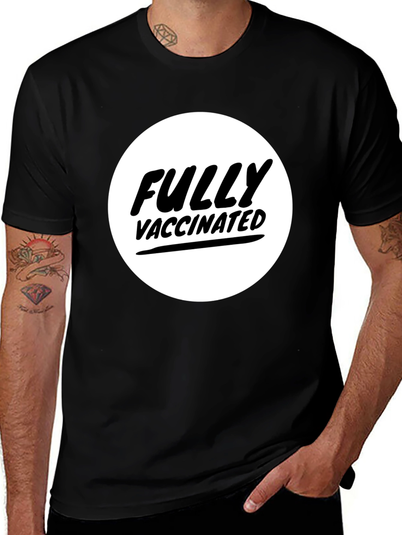Variant 17 of Fully Vaccinated Crew Neck T-Shirt - Black