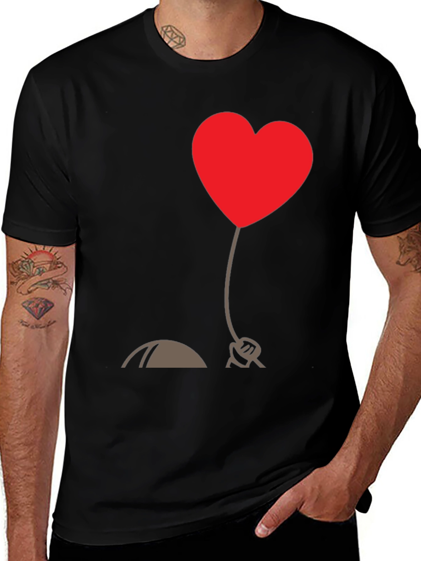 Variant 4 of Heart Balloon Graphic Tee - Stylish Black T-Shirt