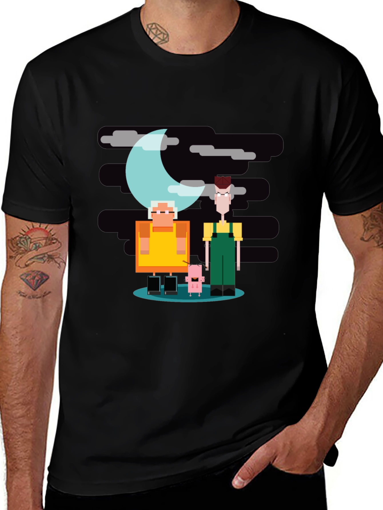 Courage the Cowardly Dog T-Shirt: Pixel Art Design, Black Tee