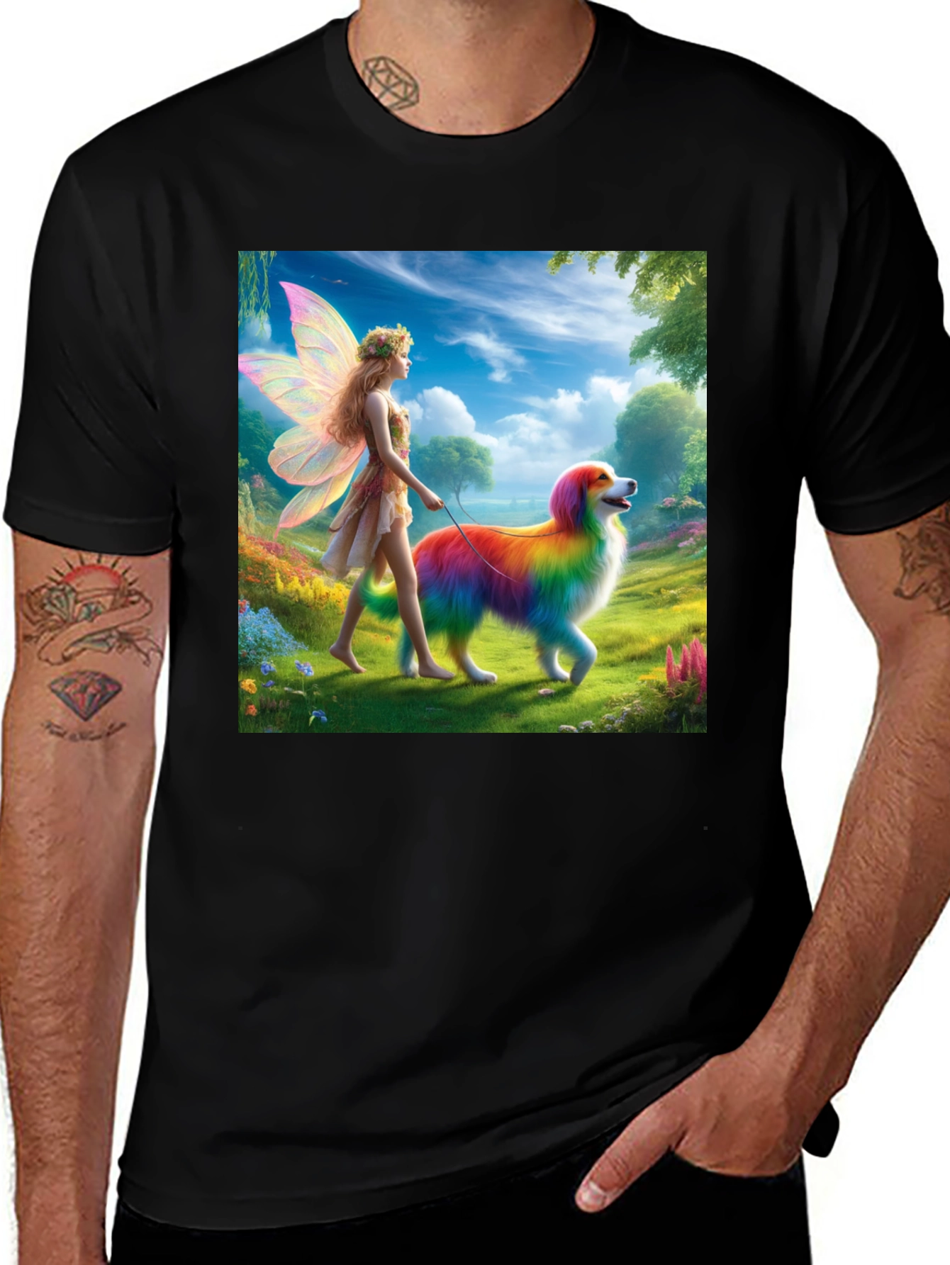 Variant 27 of Fairy & Rainbow Dog Graphic Tee
