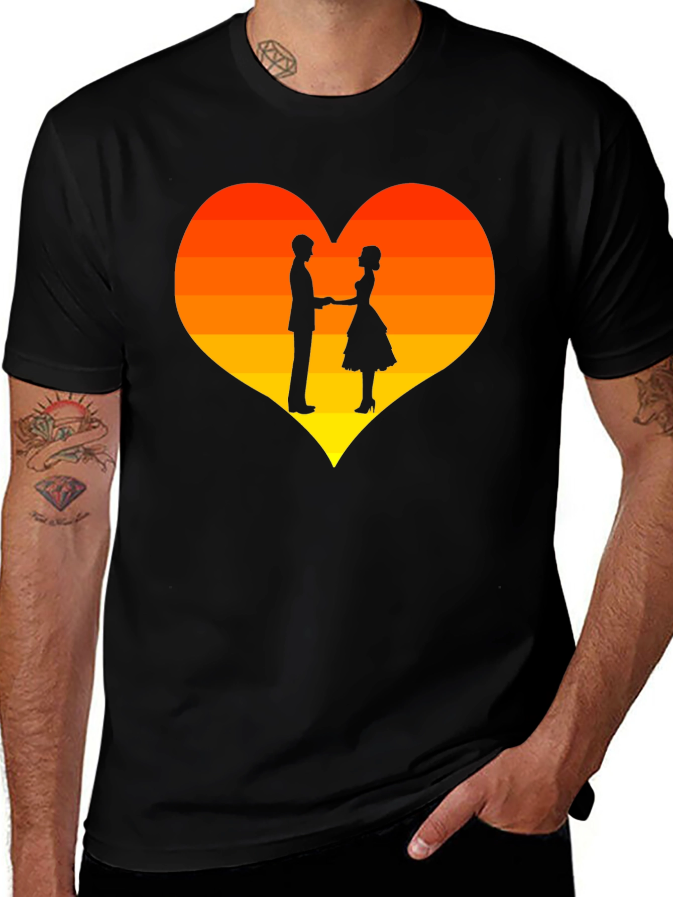 Variant 13 of Romantic Sunset Silhouette Heart Tee